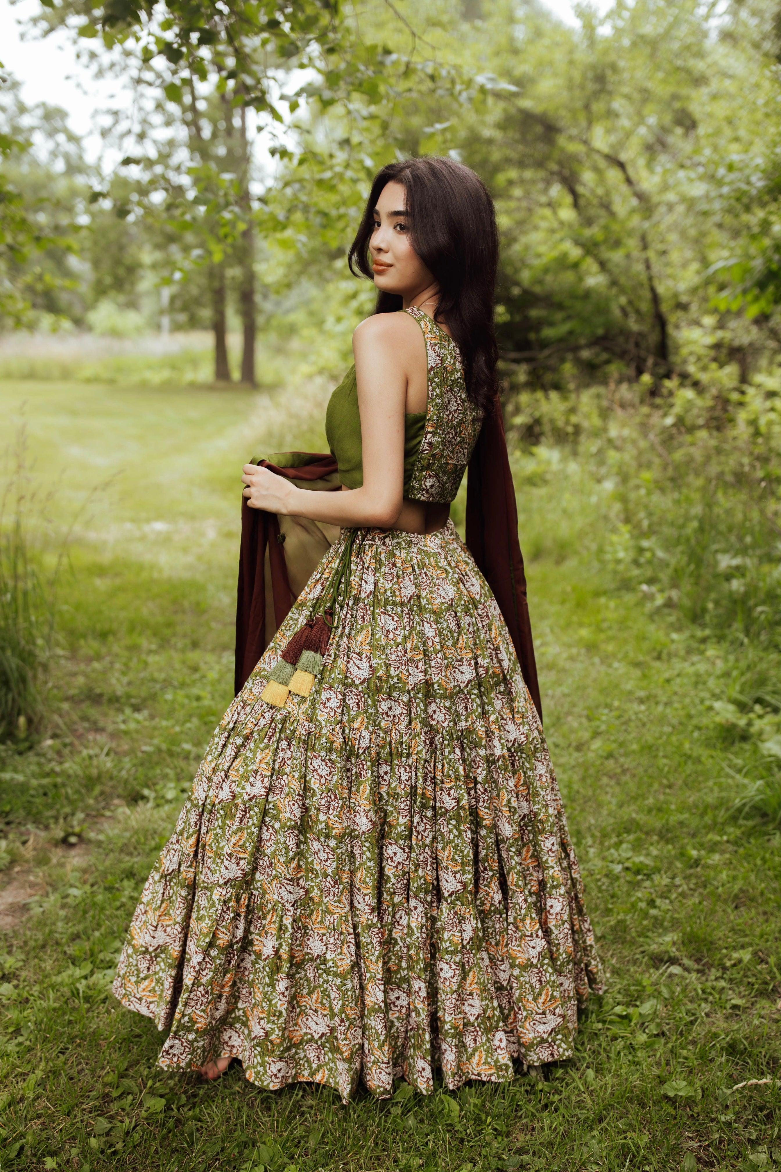 Forest Green Full Flare Chaniya Choli Set - Image 2