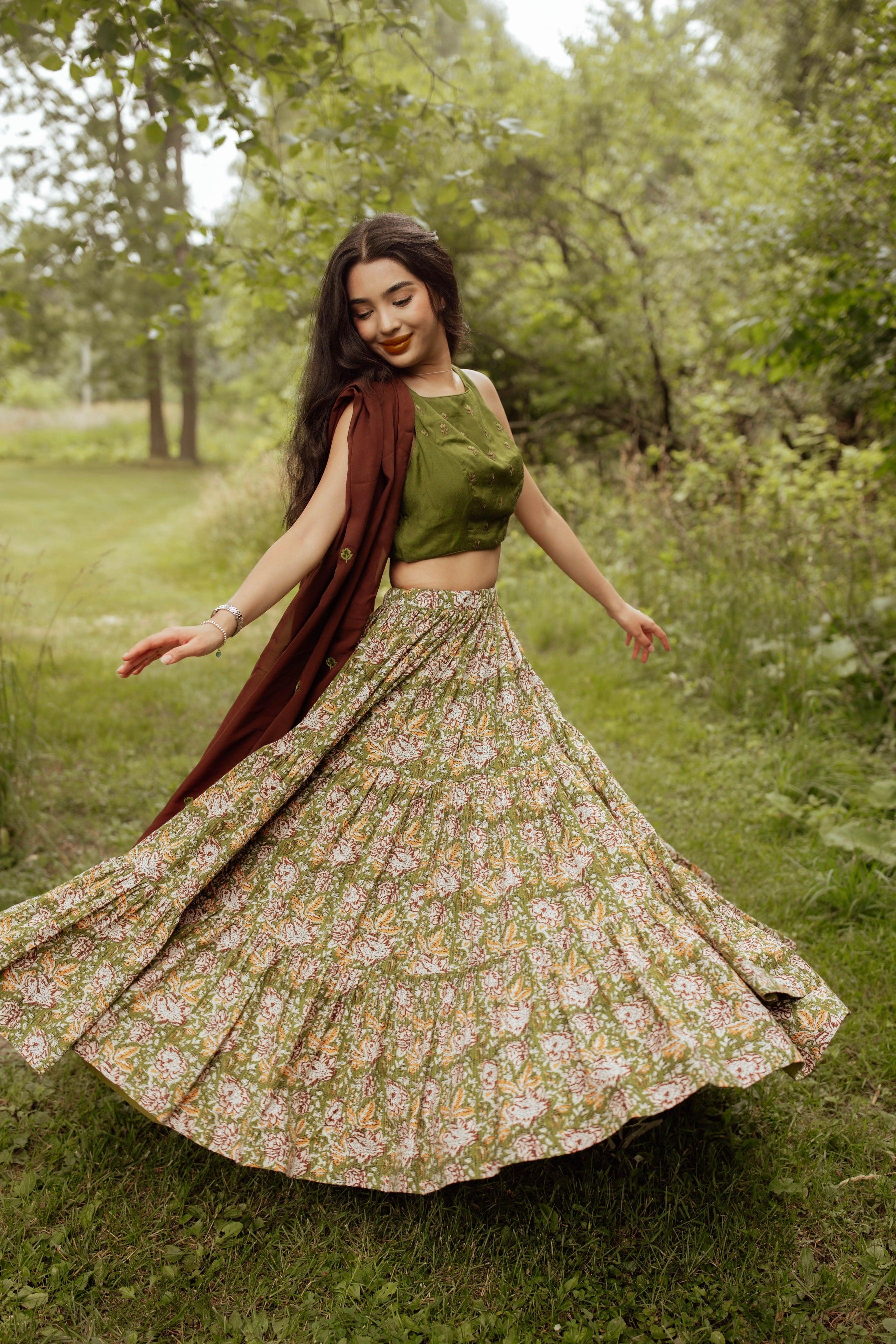 Forest Green Full Flare Chaniya Choli Set - Image 3