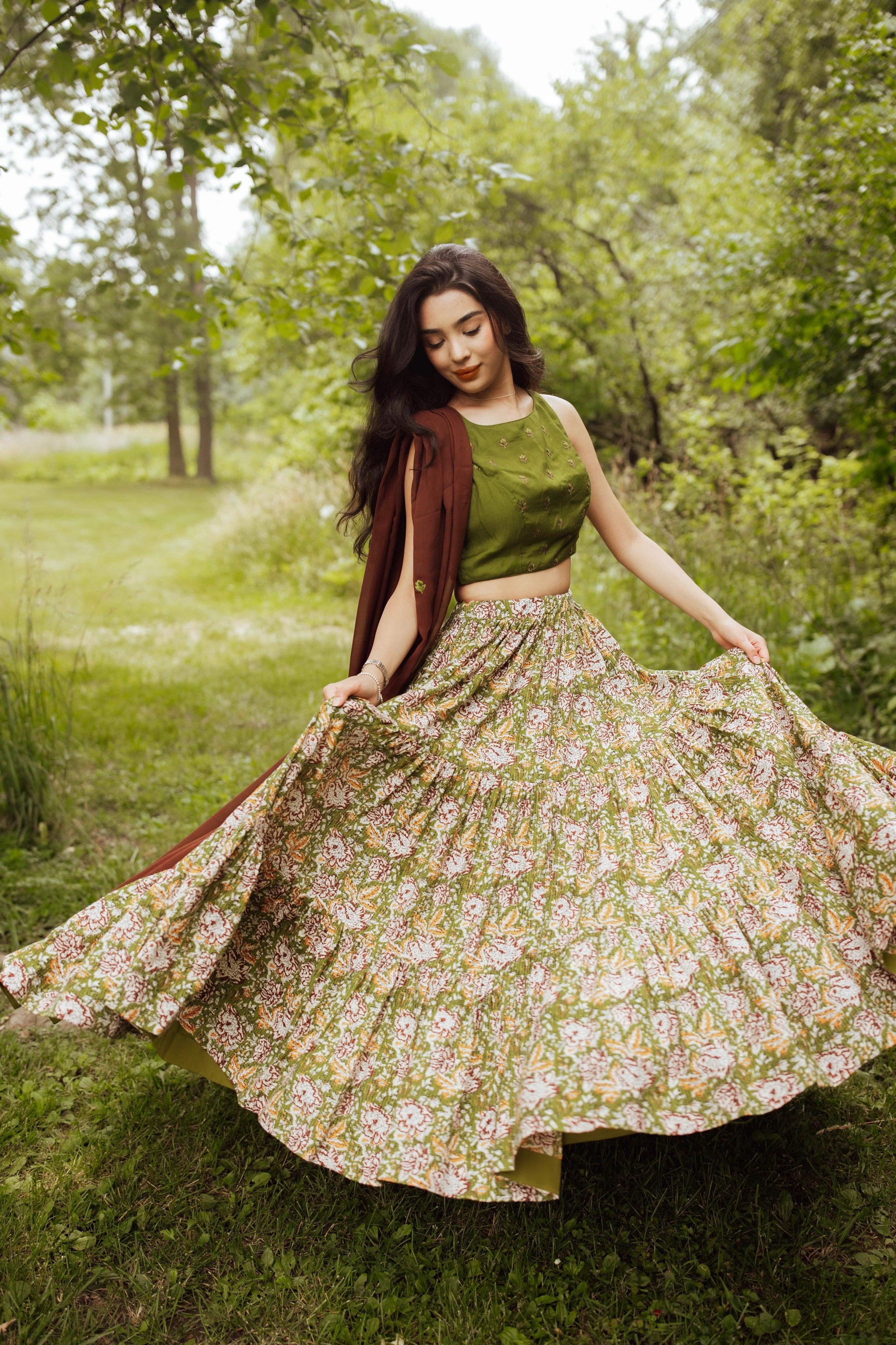 Forest Green Full Flare Chaniya Choli Set - Image 4