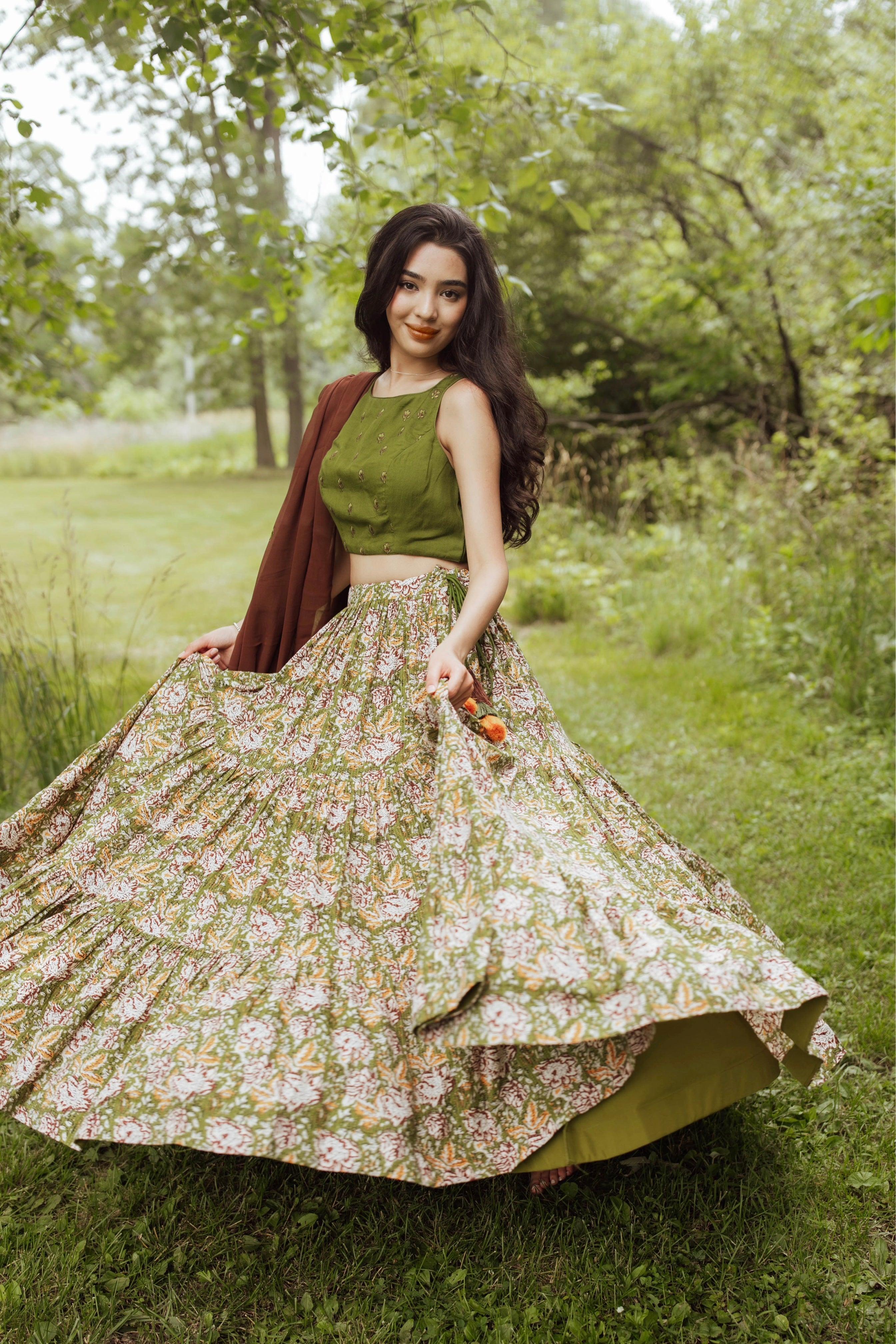 Forest Green Full Flare Chaniya Choli Set - Image 5