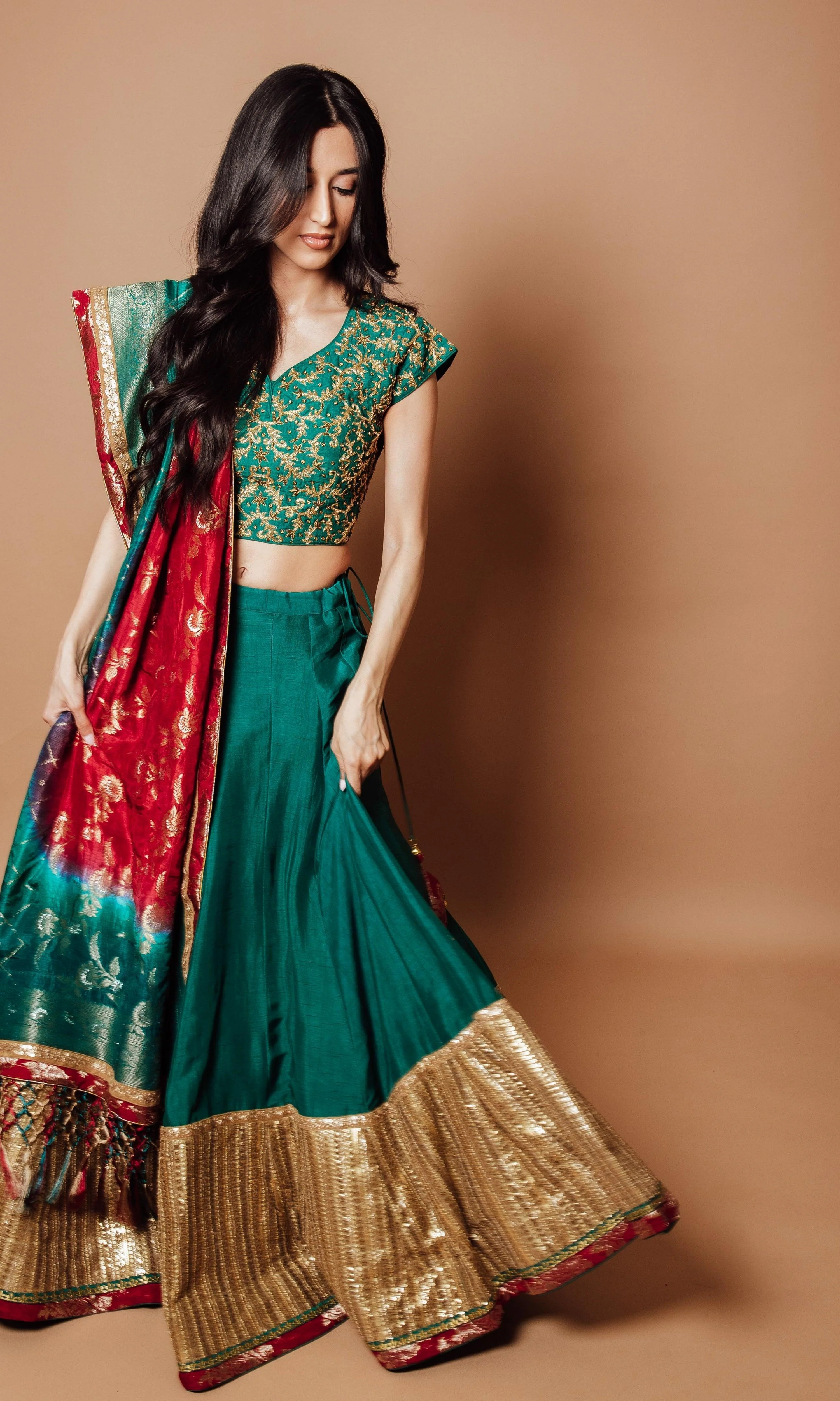 Green Lehenga with Banarasi Dupatta