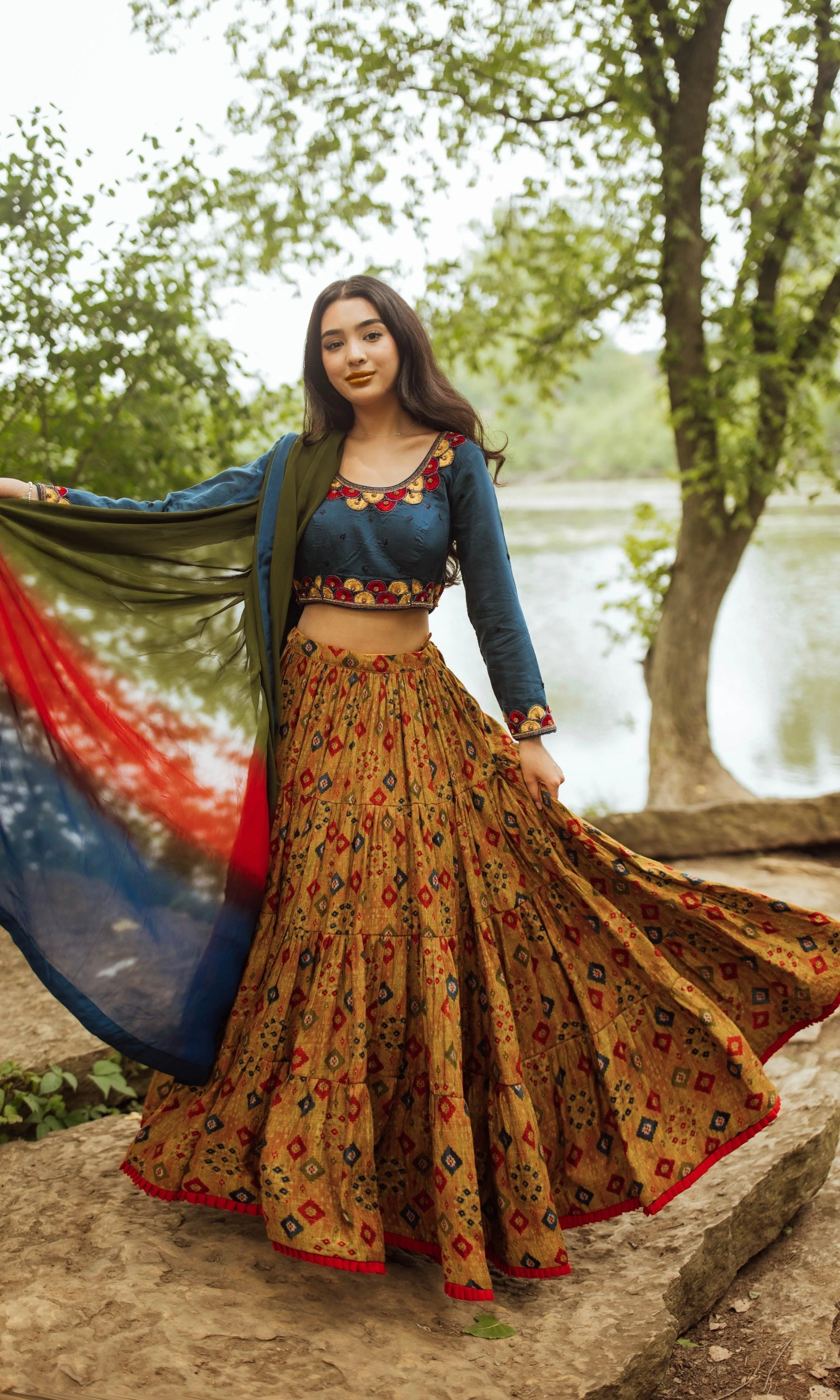 Multicolor Print Lehenga Choli Set