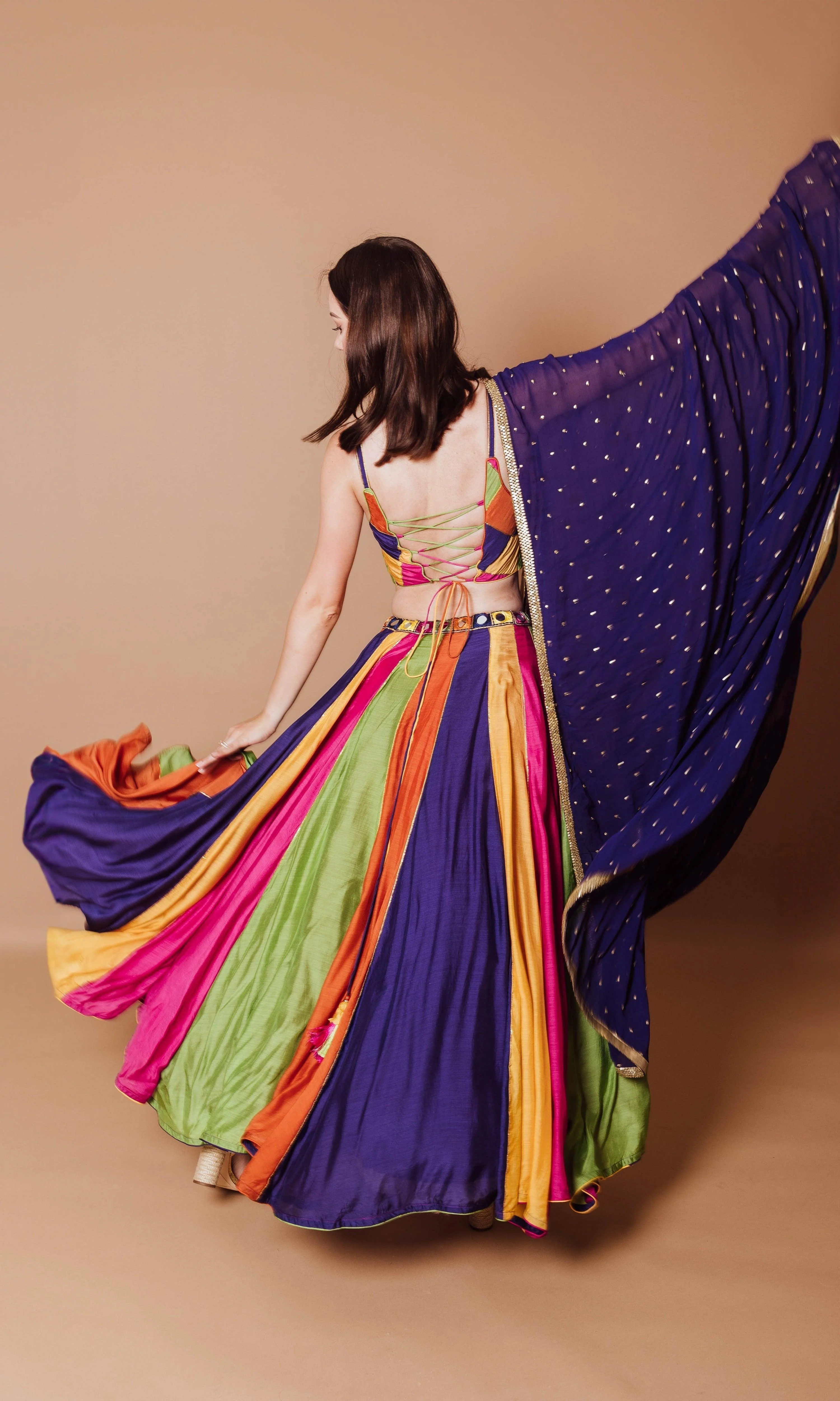 Multicolor Lehenga Choli with Sequins Dupatta - Image 2