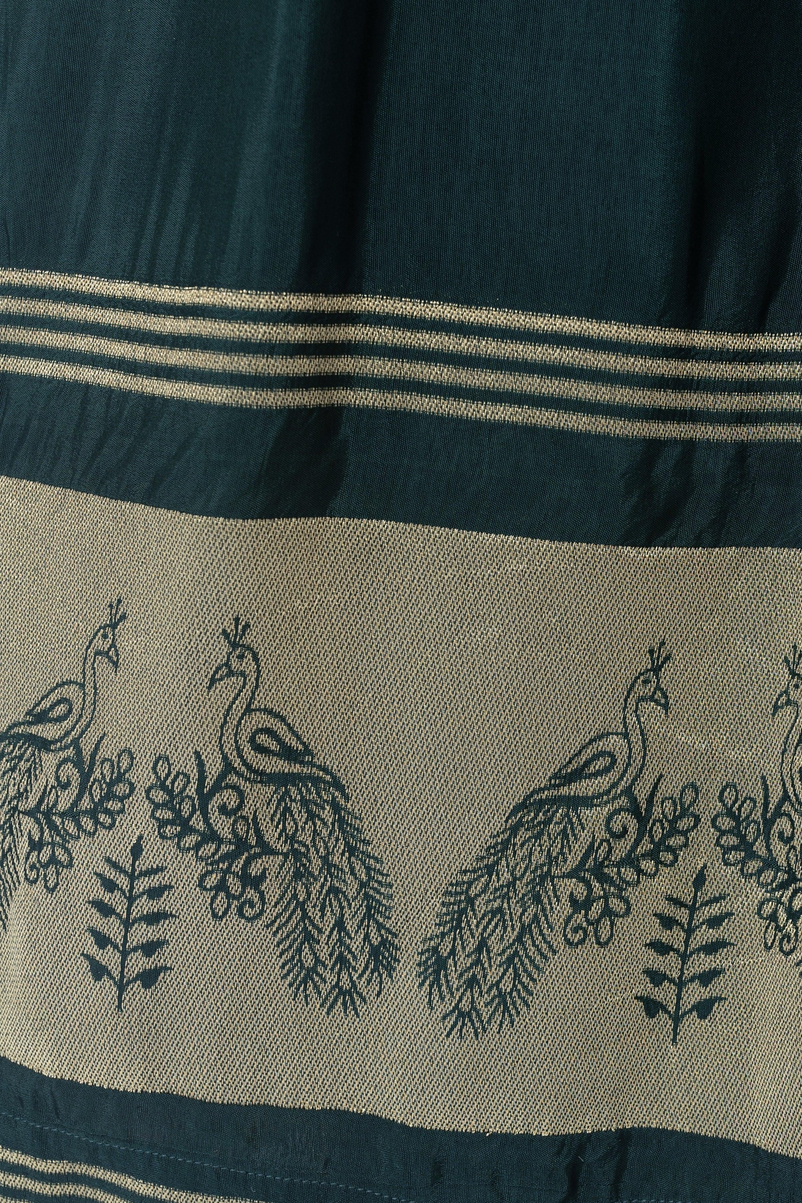 Green Dress with Jacquard Hem - Image 3