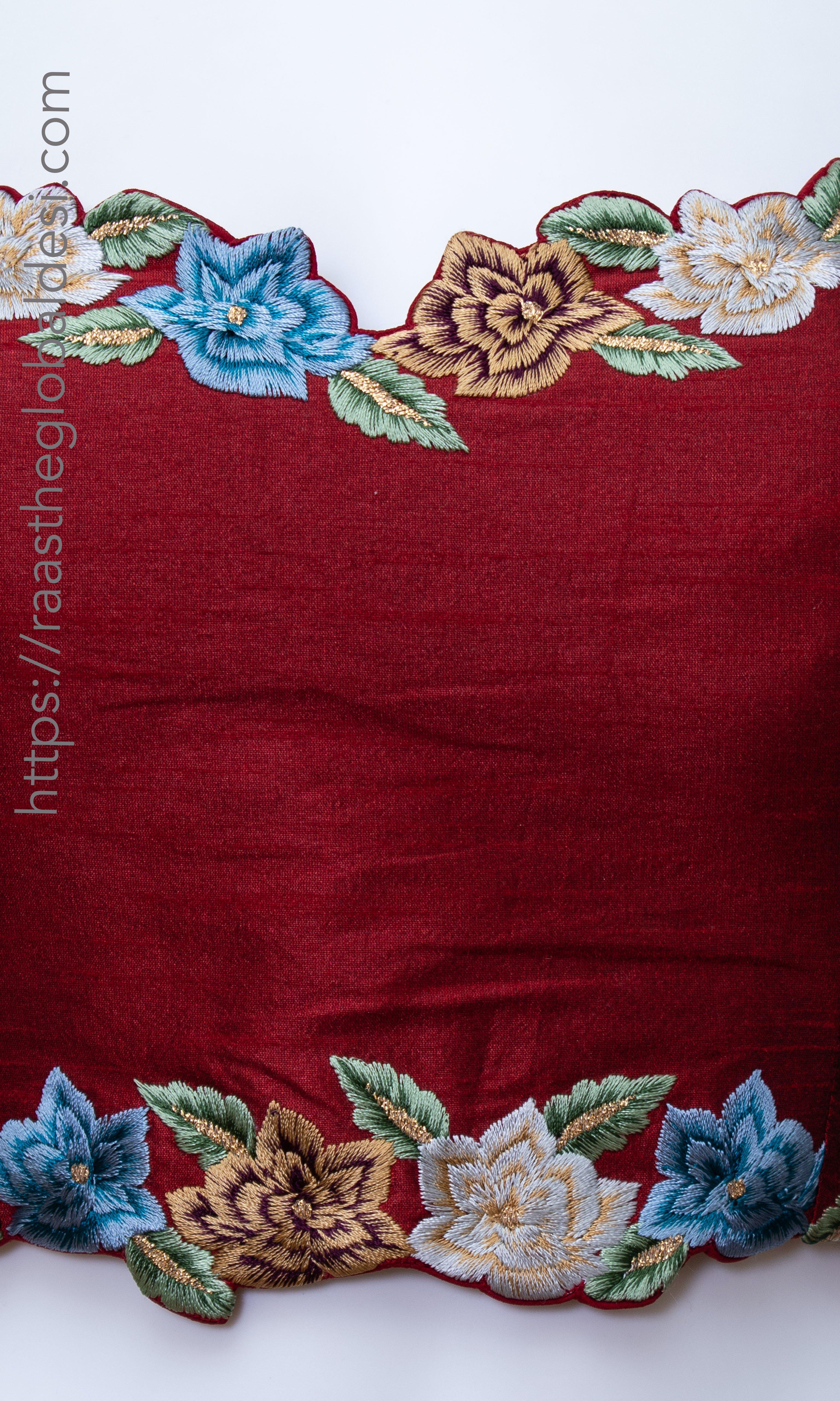 Red and Wine Floral Lehenga Choli Set - Image 8