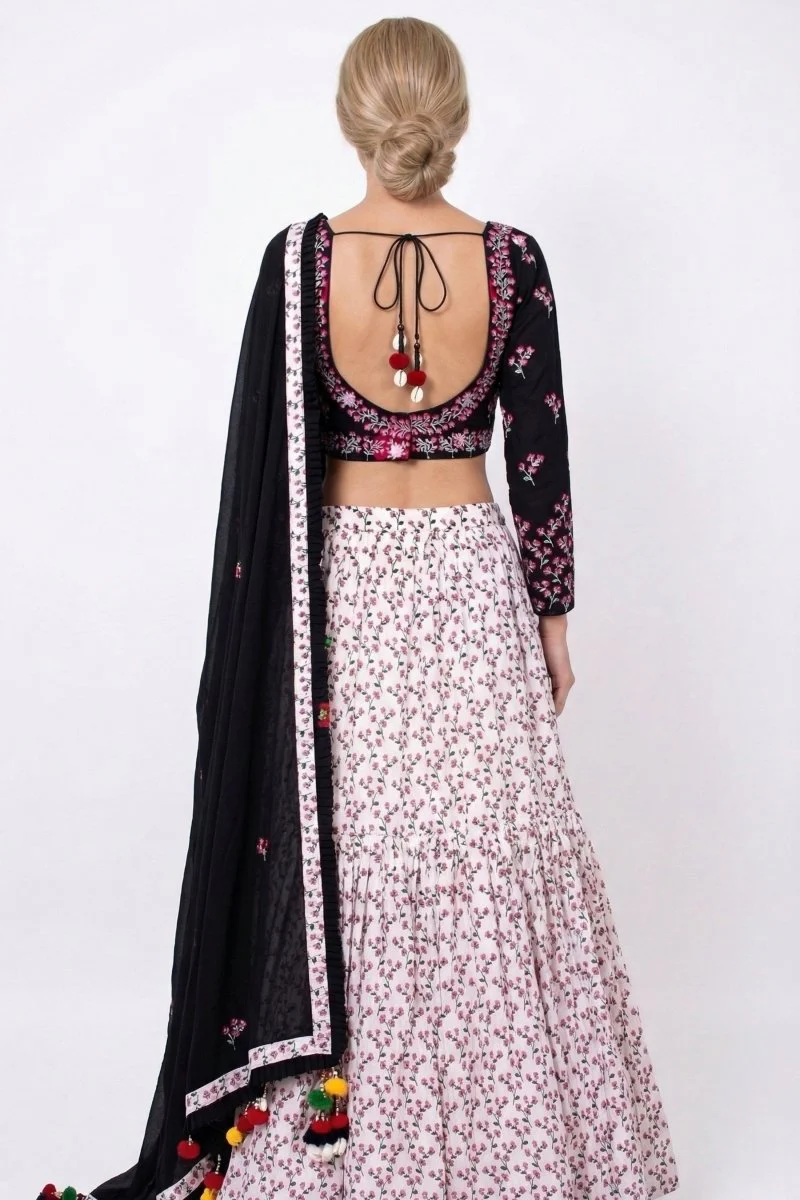 Black & White Lehenga Choli Set - Image 2