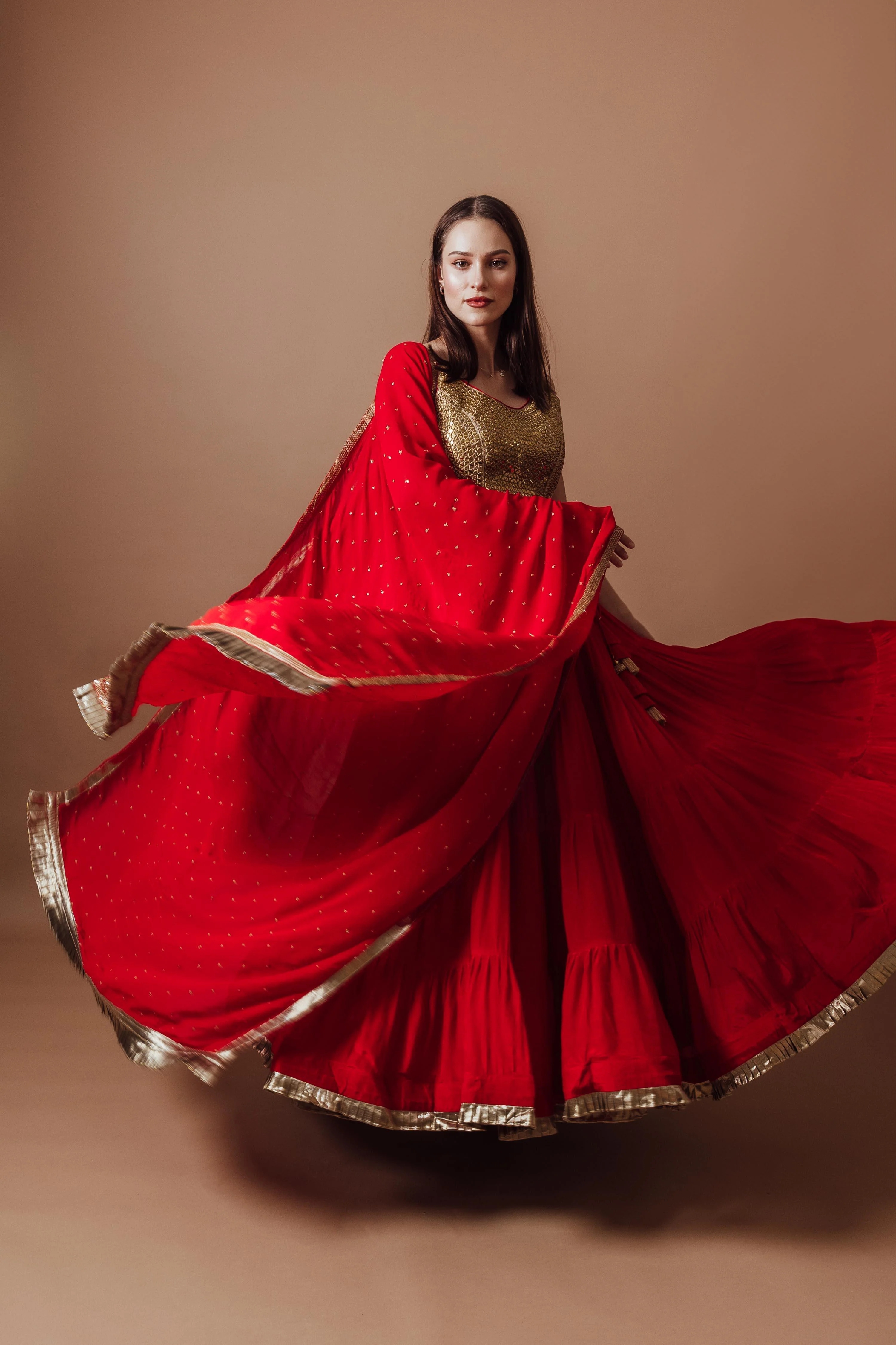 Red and Gold Lehenga Set