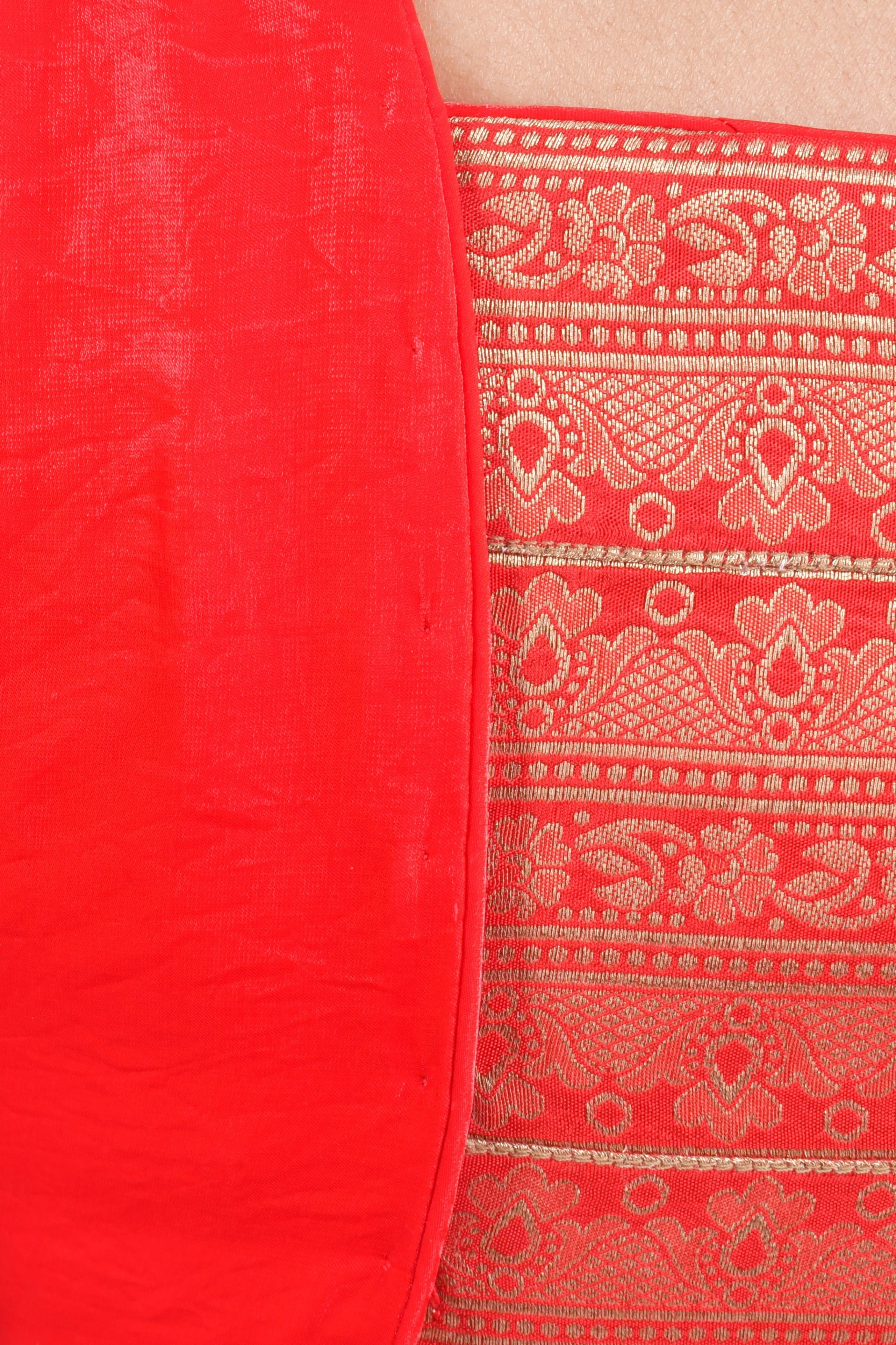 Cherrie Red Tiered Shimmer Lehenga Choli - Image 3