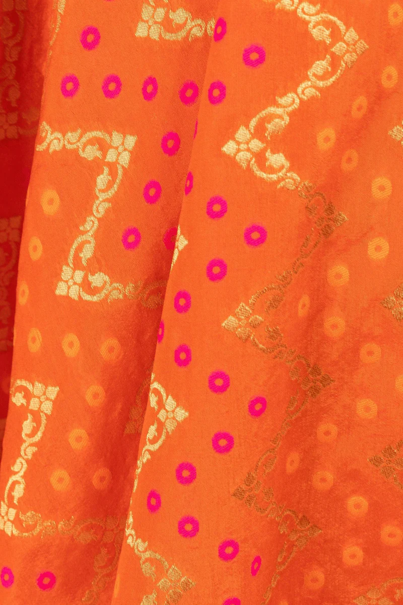 Orange Lehenga with Tie Back Blouse - Image 3