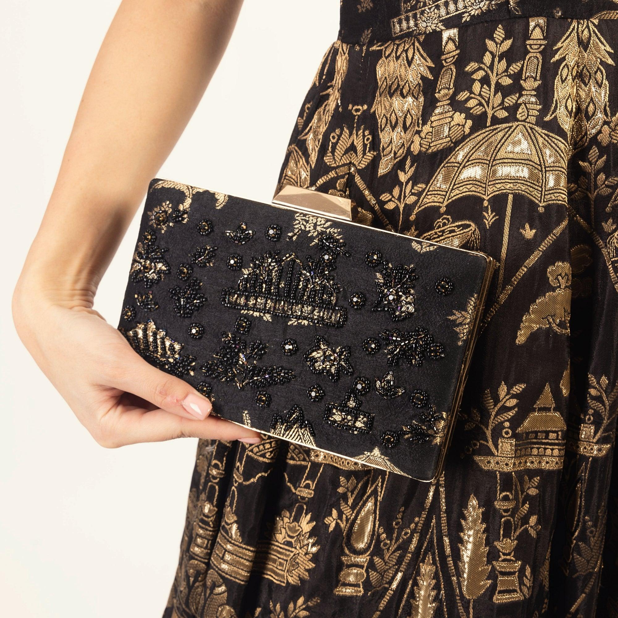 Black Clutch With Hand embroidery - Image 4