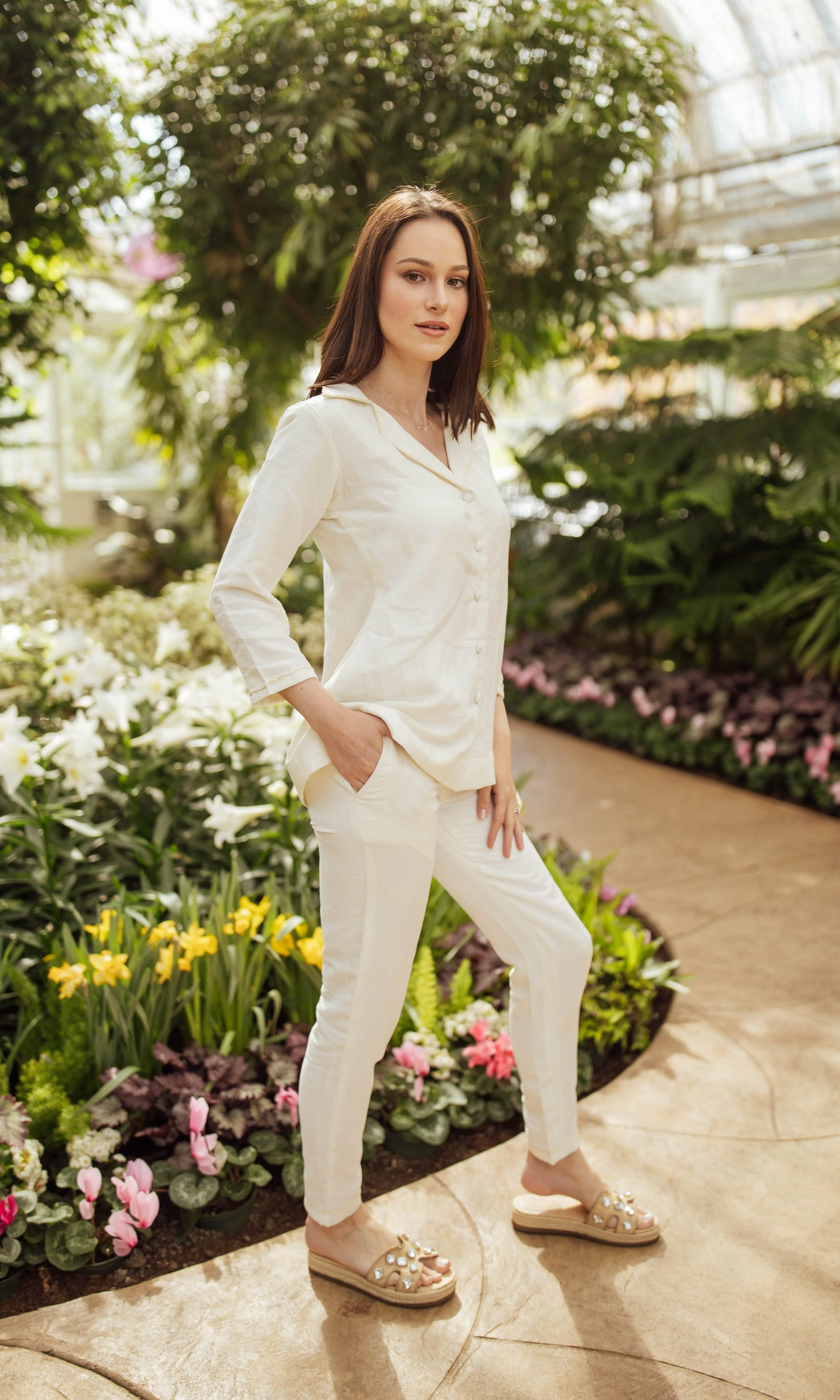 White Co-Ord with Embroidered Blazer Top - Image 3