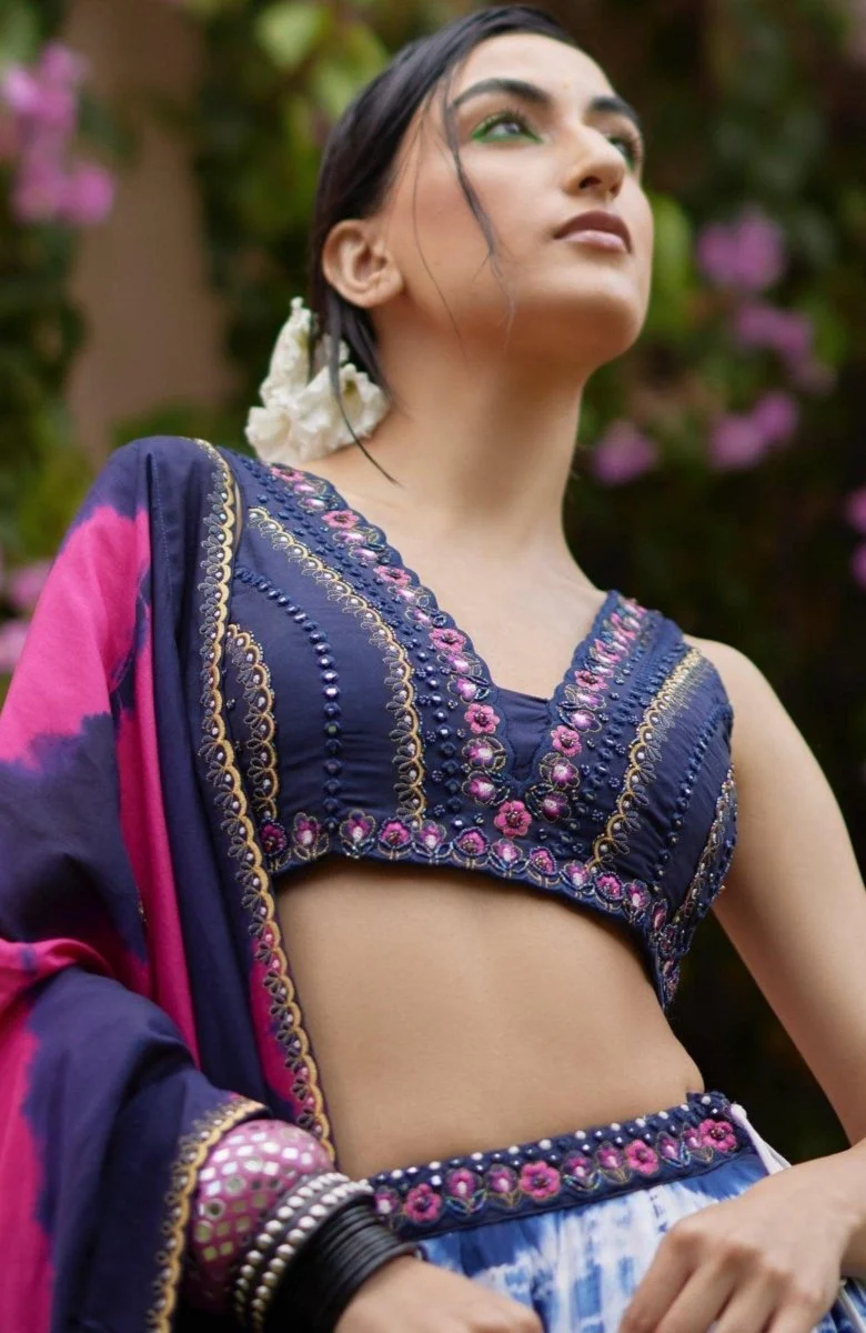 Pink Tie Dye Lehenga Choli Set - Image 3