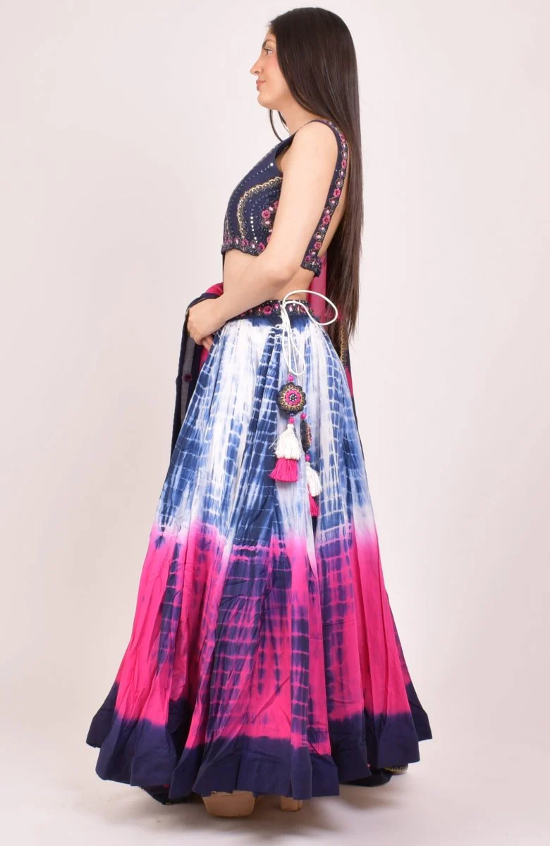 Pink Tie Dye Lehenga Choli Set - Image 6