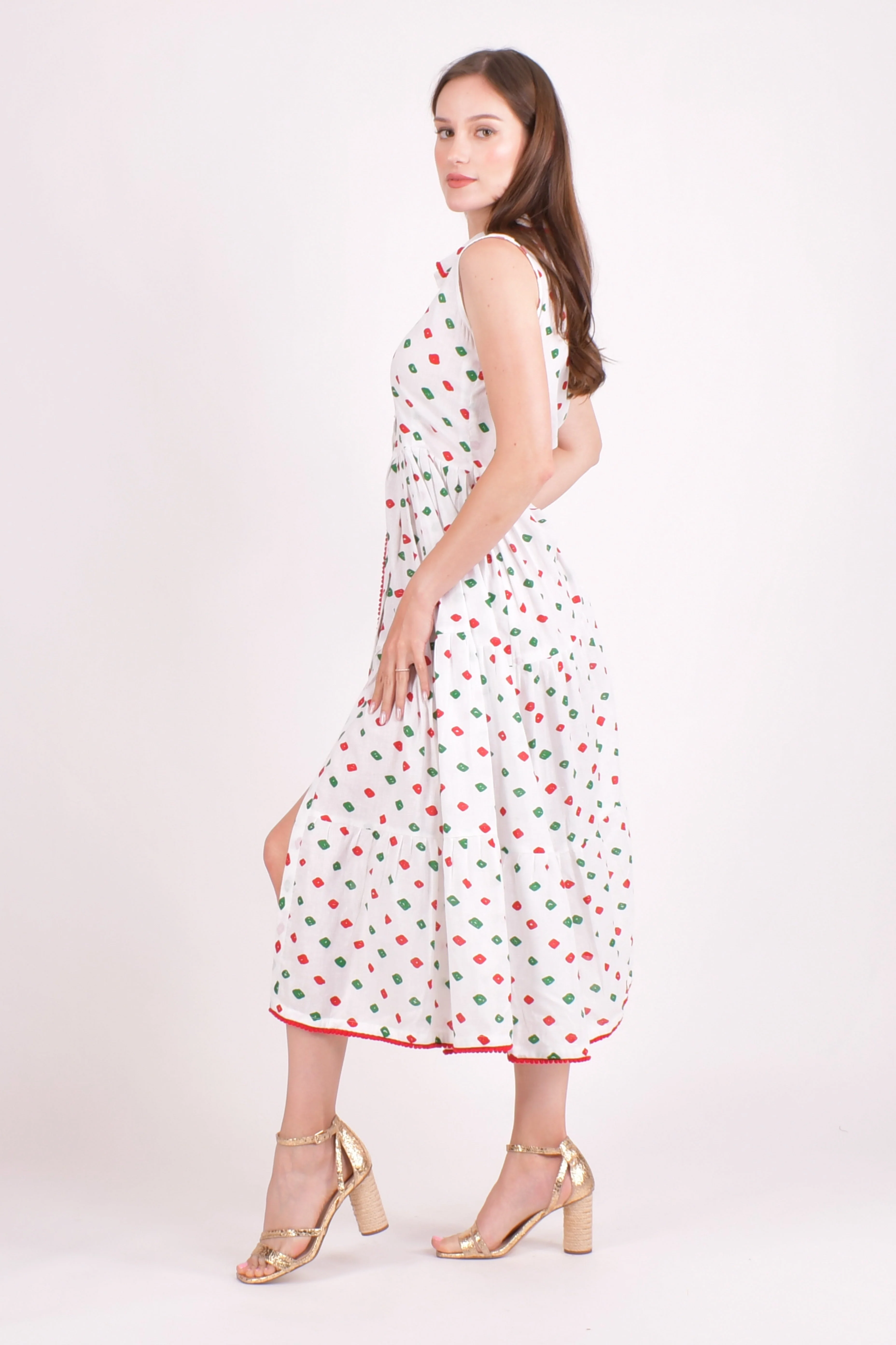 Cotton Tiered Midi Dress - Image 3
