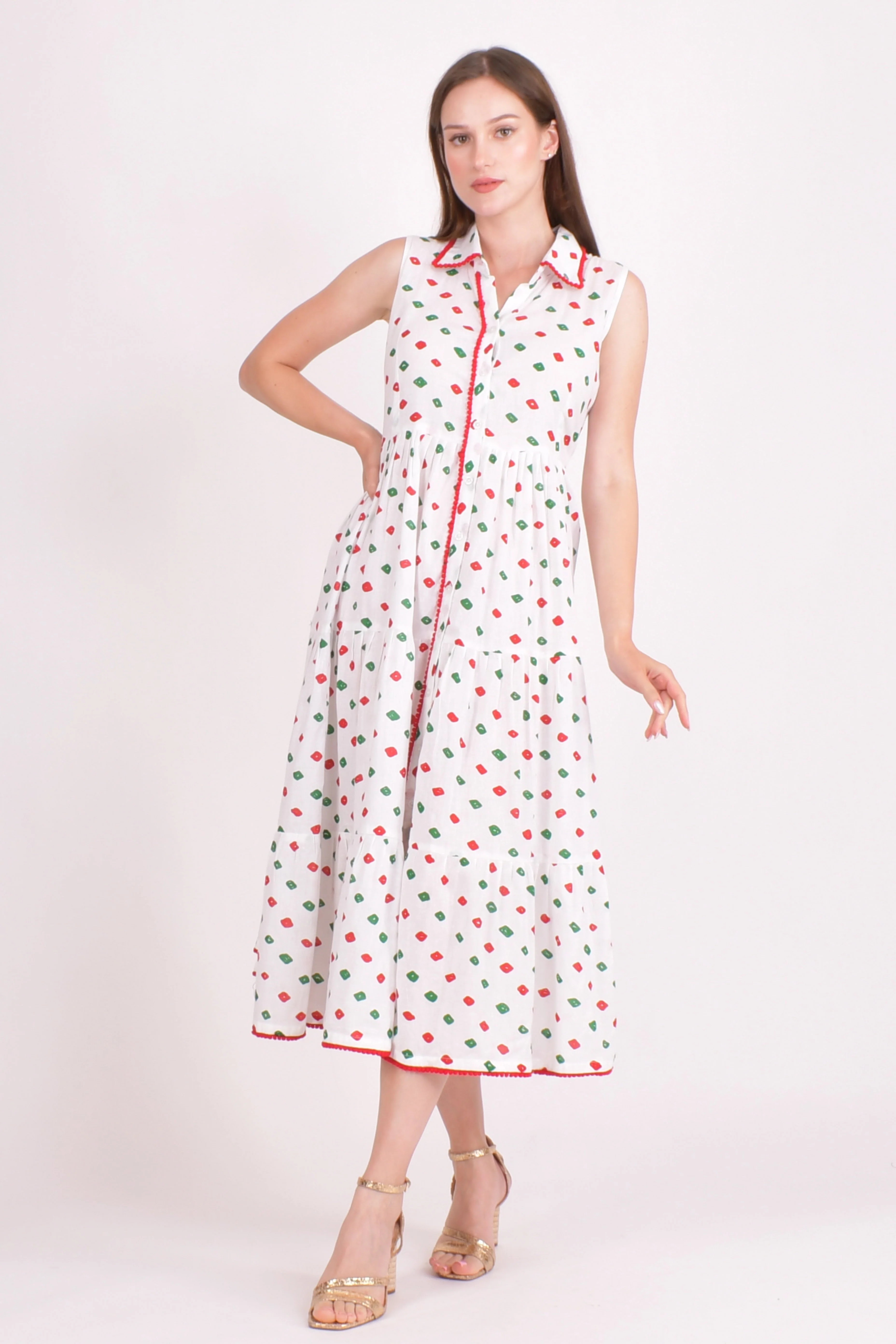 Cotton Tiered Midi Dress - Image 4
