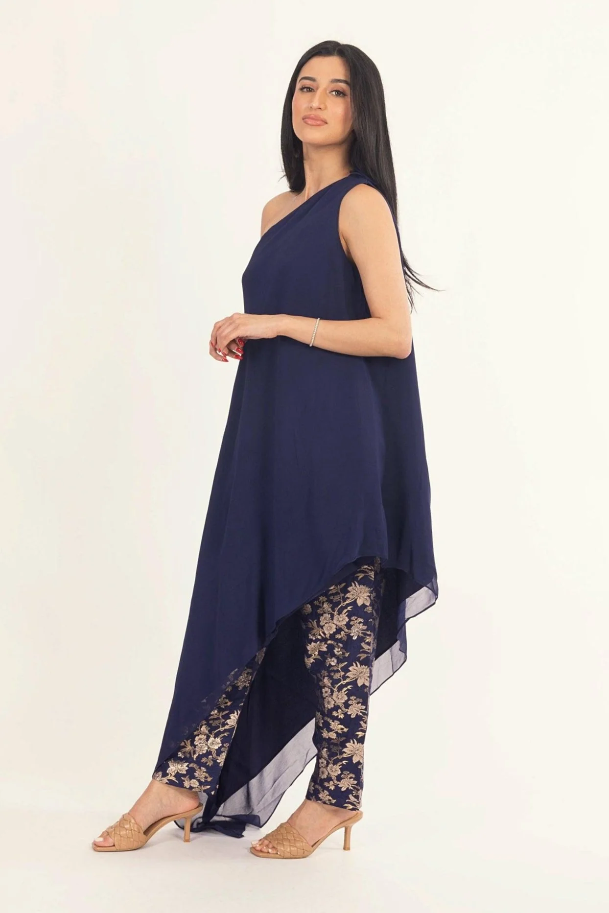 Navy Banarasi Georgette Salwar Kameez Suit - Image 4