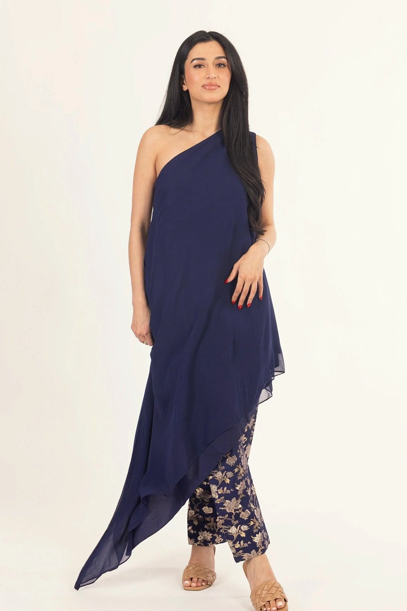 Navy Banarasi Georgette Salwar Kameez Suit - Image 5