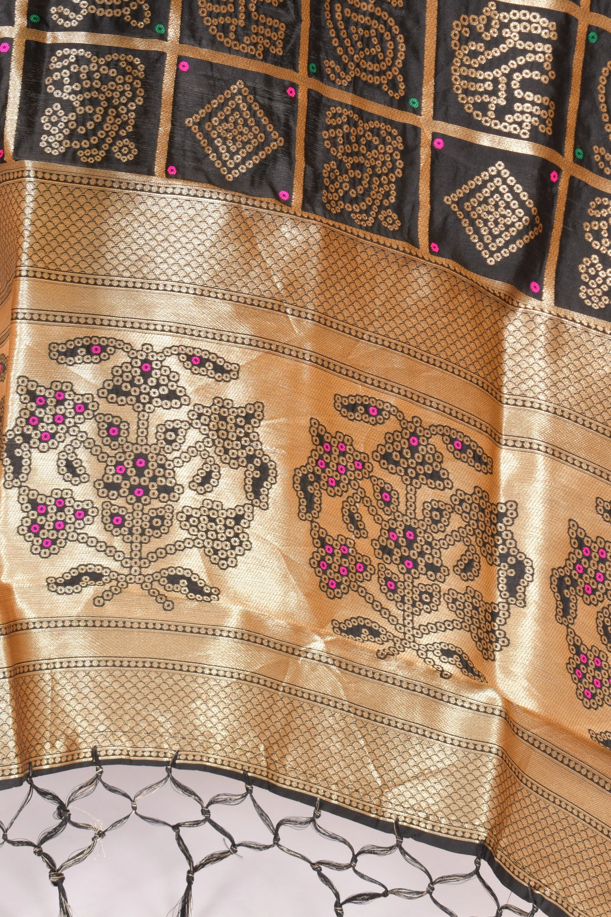Avni Black Dupatta with Golden Pattern - Image 3
