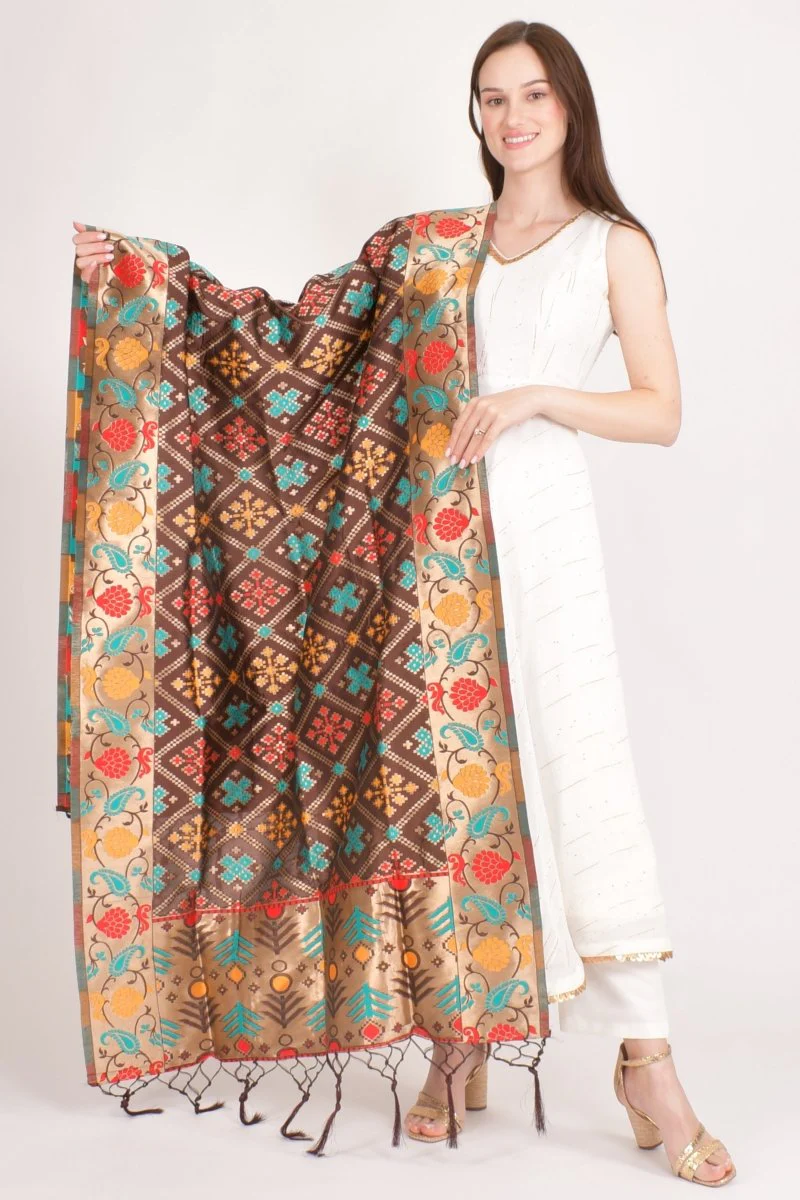 Brown Jacquard Dupatta