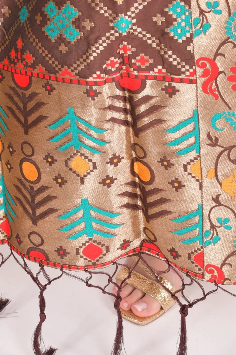 Brown Jacquard Dupatta - Image 3