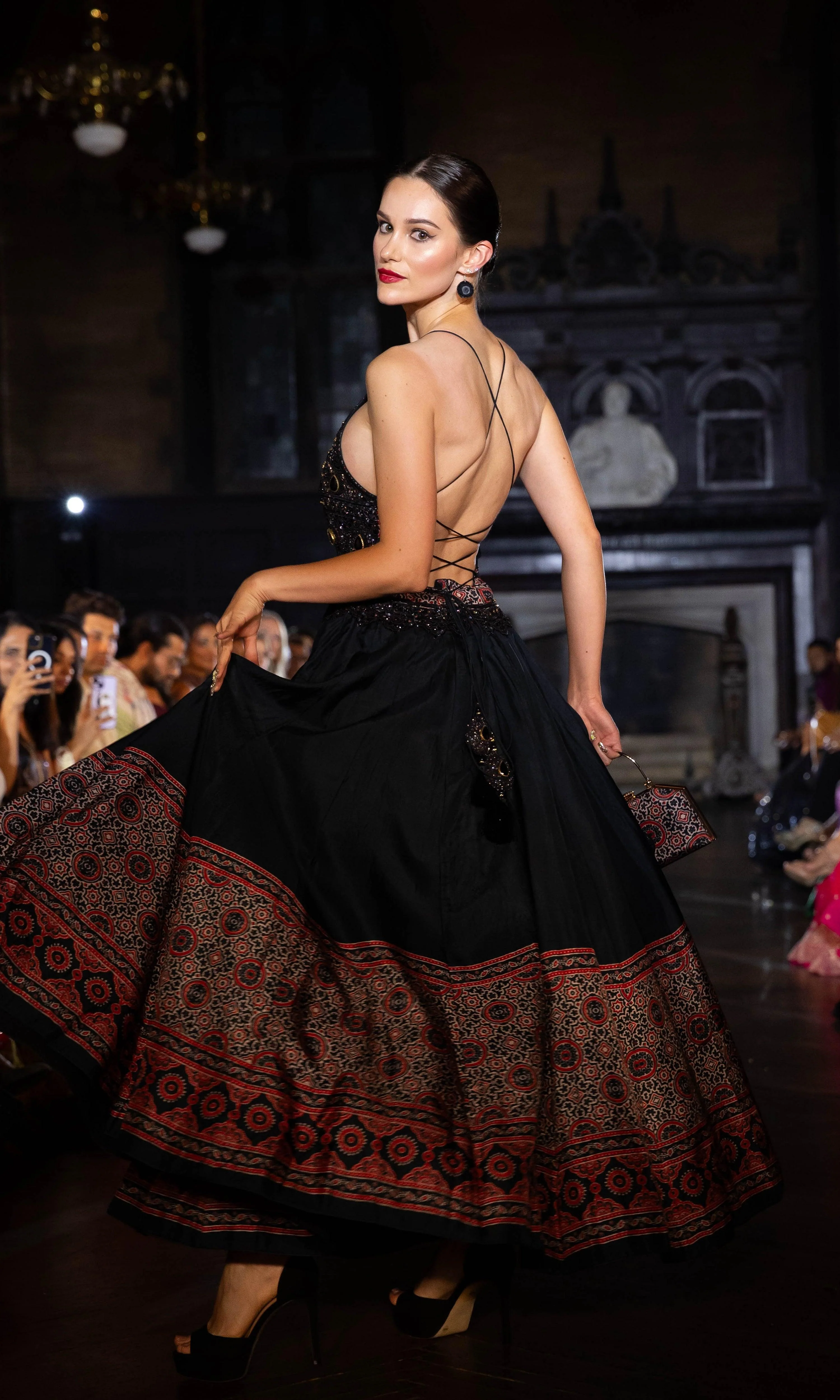 Black Ajrakh Long Dress with Heavy Hand Embroidery - Image 2