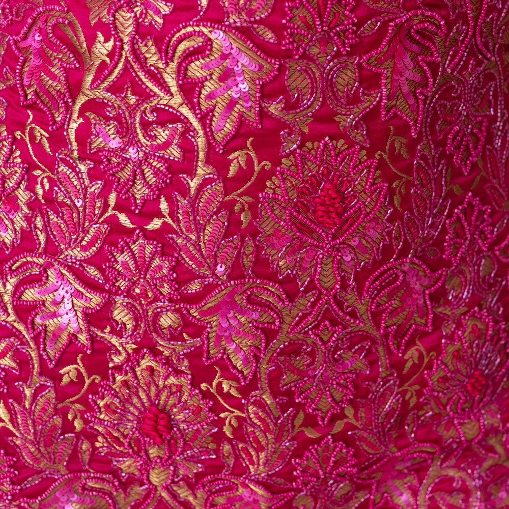 Fuchsia Pink Short Dress with Hand Embroidery - Image 5