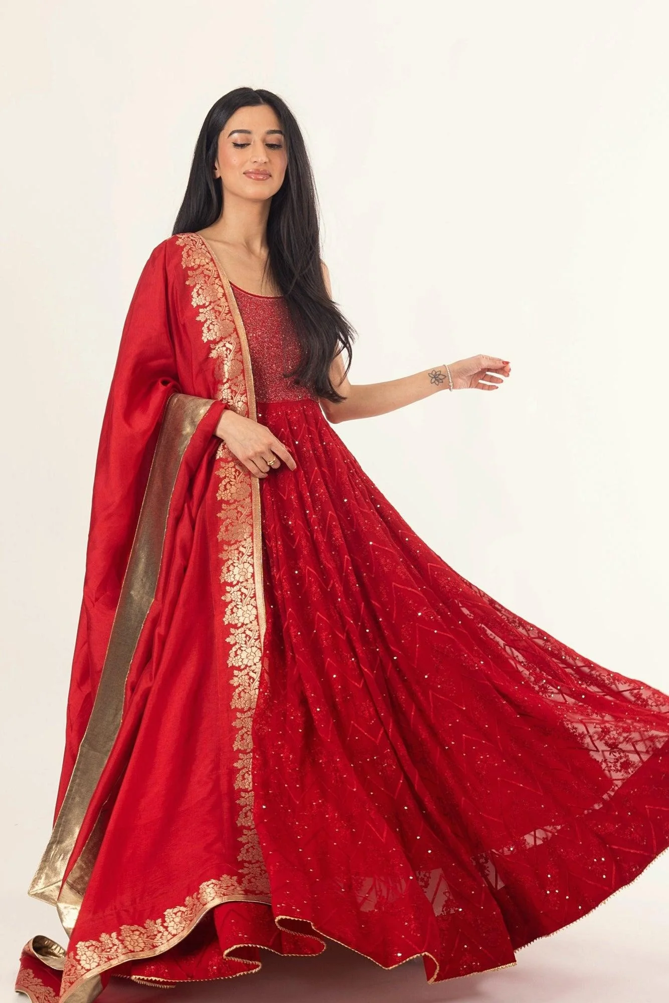 Red Gown with Drape - Image 5