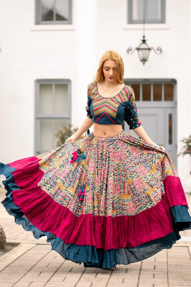 Multi-Color Embroidered Full Flare Chaniya Choli Set