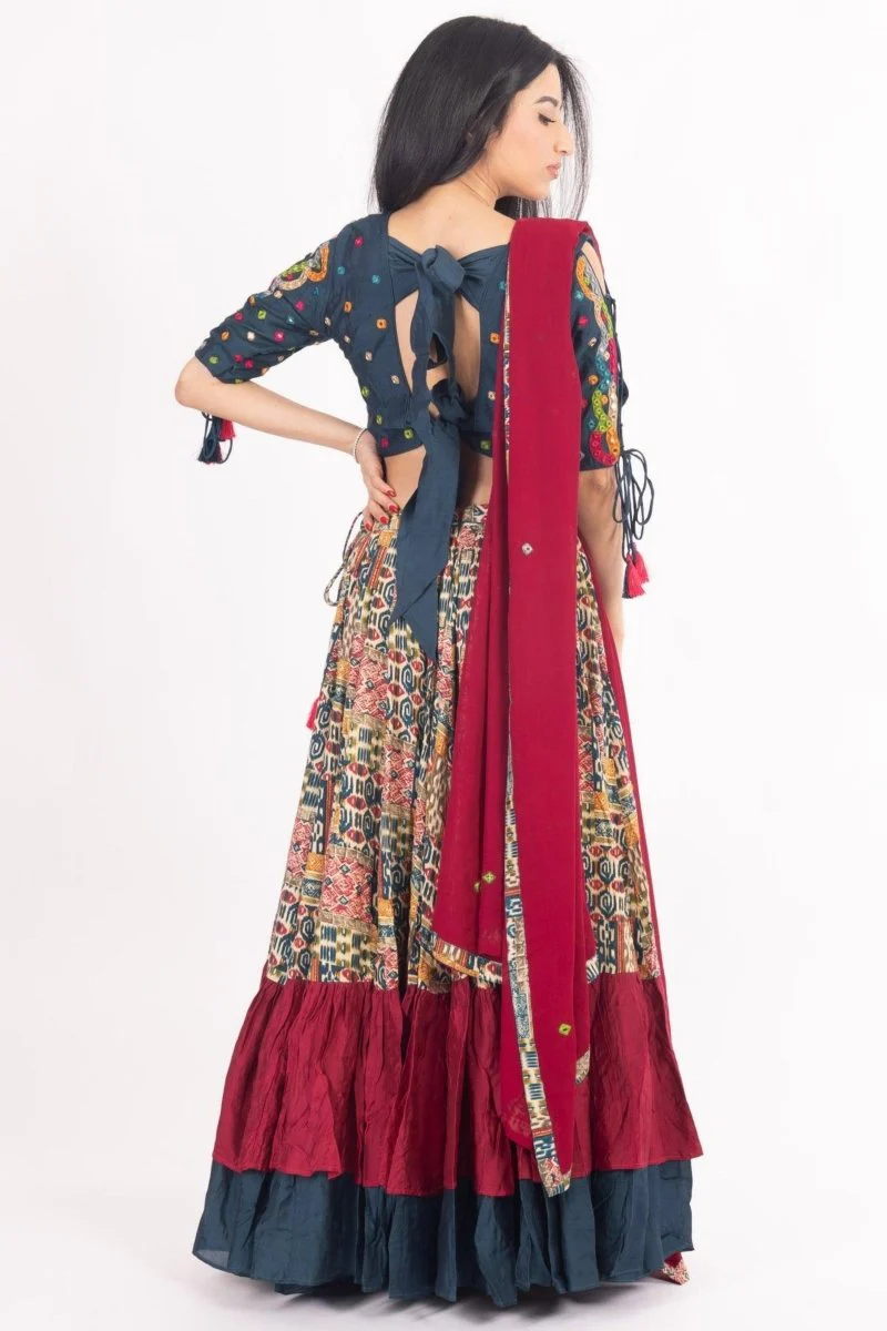 Multi-Color Embroidered Full Flare Chaniya Choli Set - Image 2