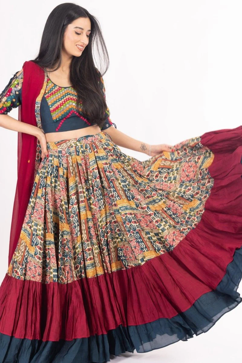 Multi-Color Embroidered Full Flare Chaniya Choli Set - Image 3