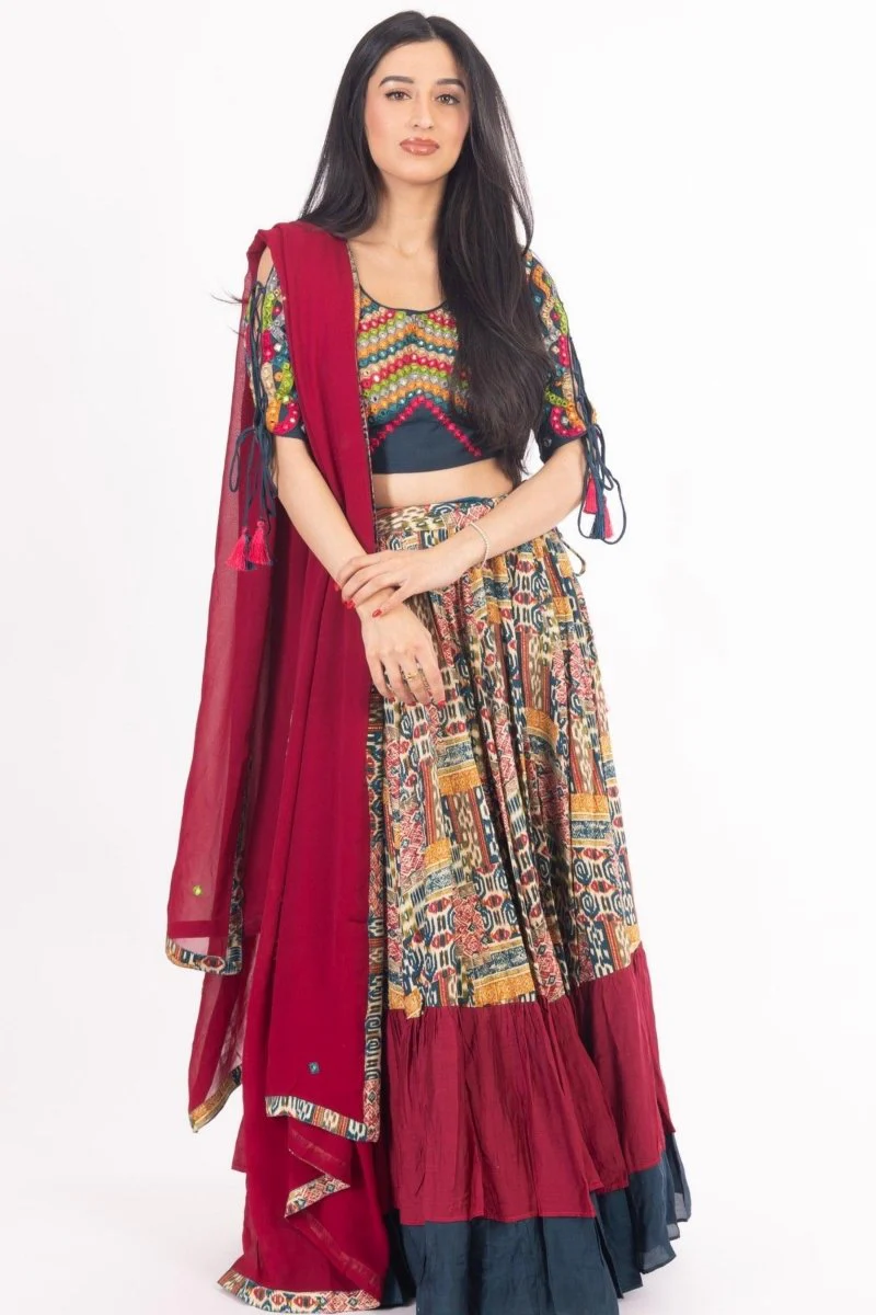 Multi-Color Embroidered Full Flare Chaniya Choli Set - Image 4