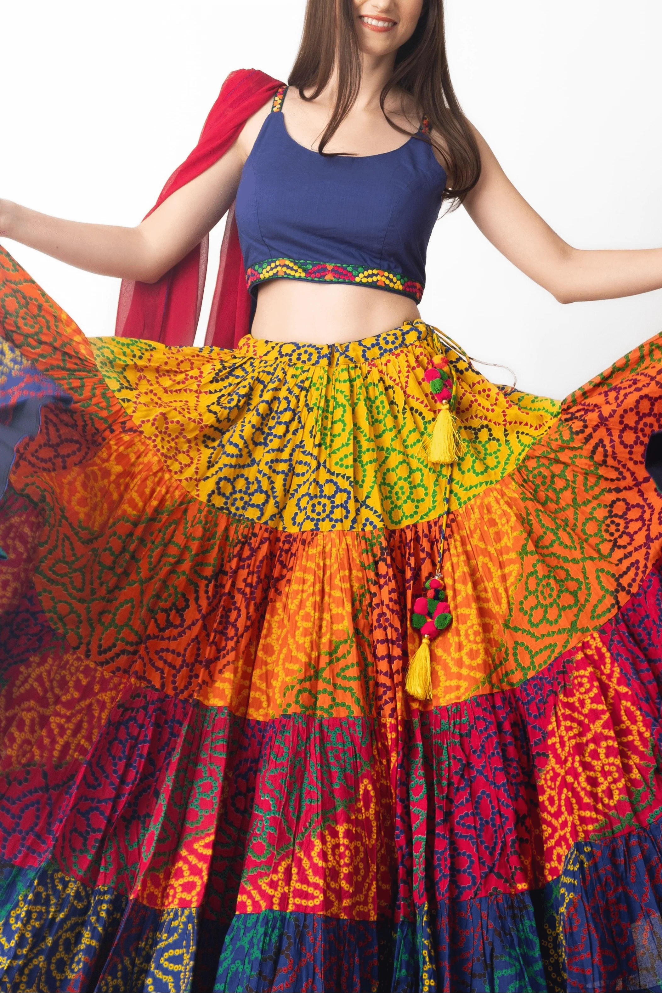 Multi Tropical Tiered Chaniya Choli - Image 3