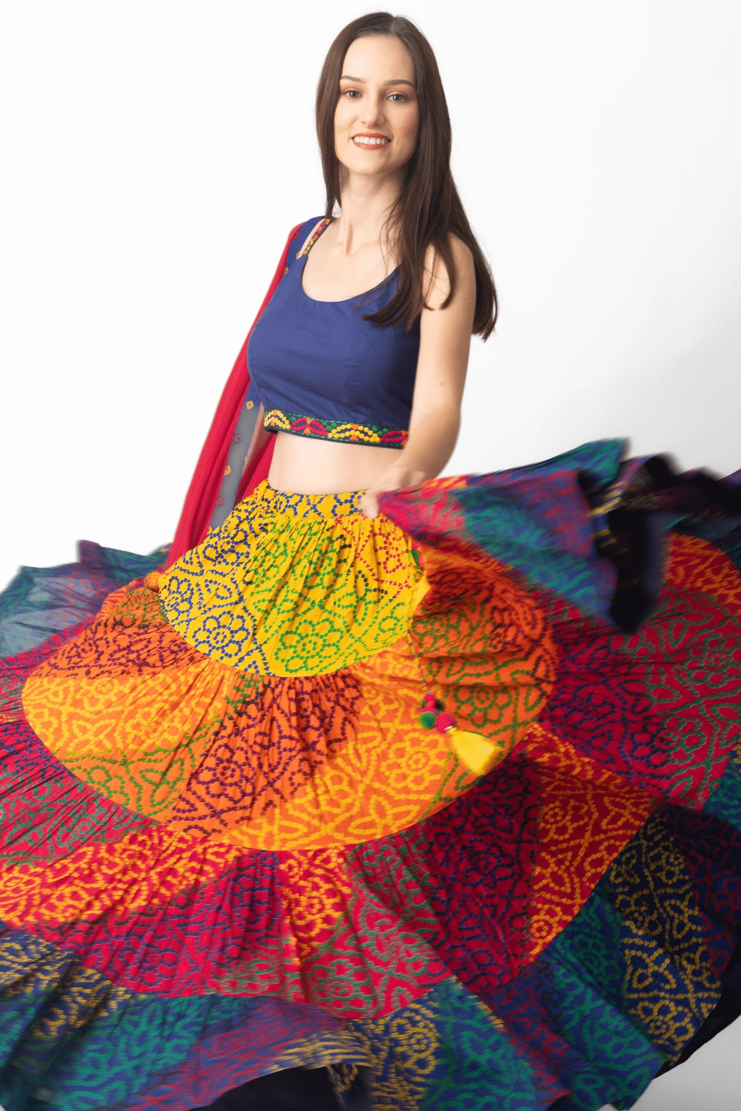 Multi Tropical Tiered Chaniya Choli - Image 4