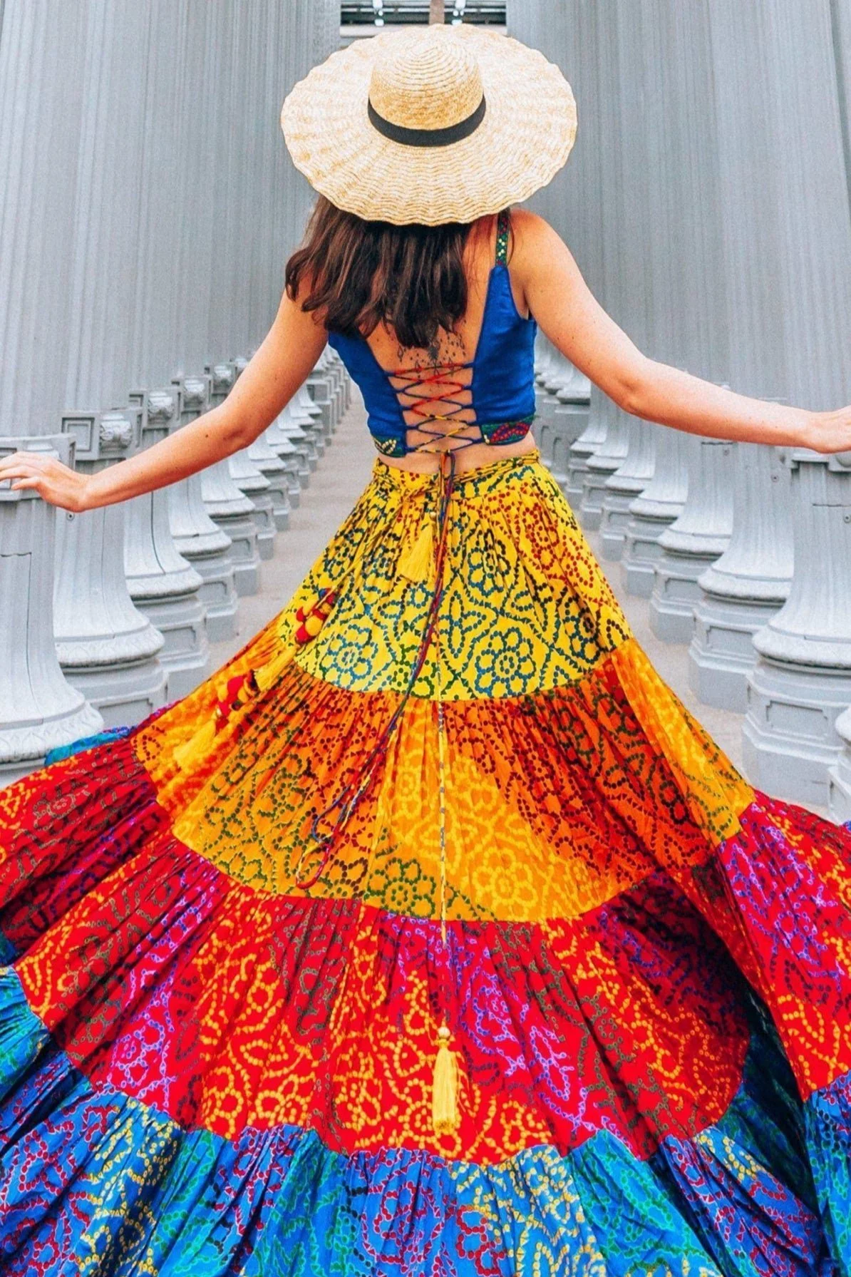 Multi Tropical Tiered Chaniya Choli - Image 5