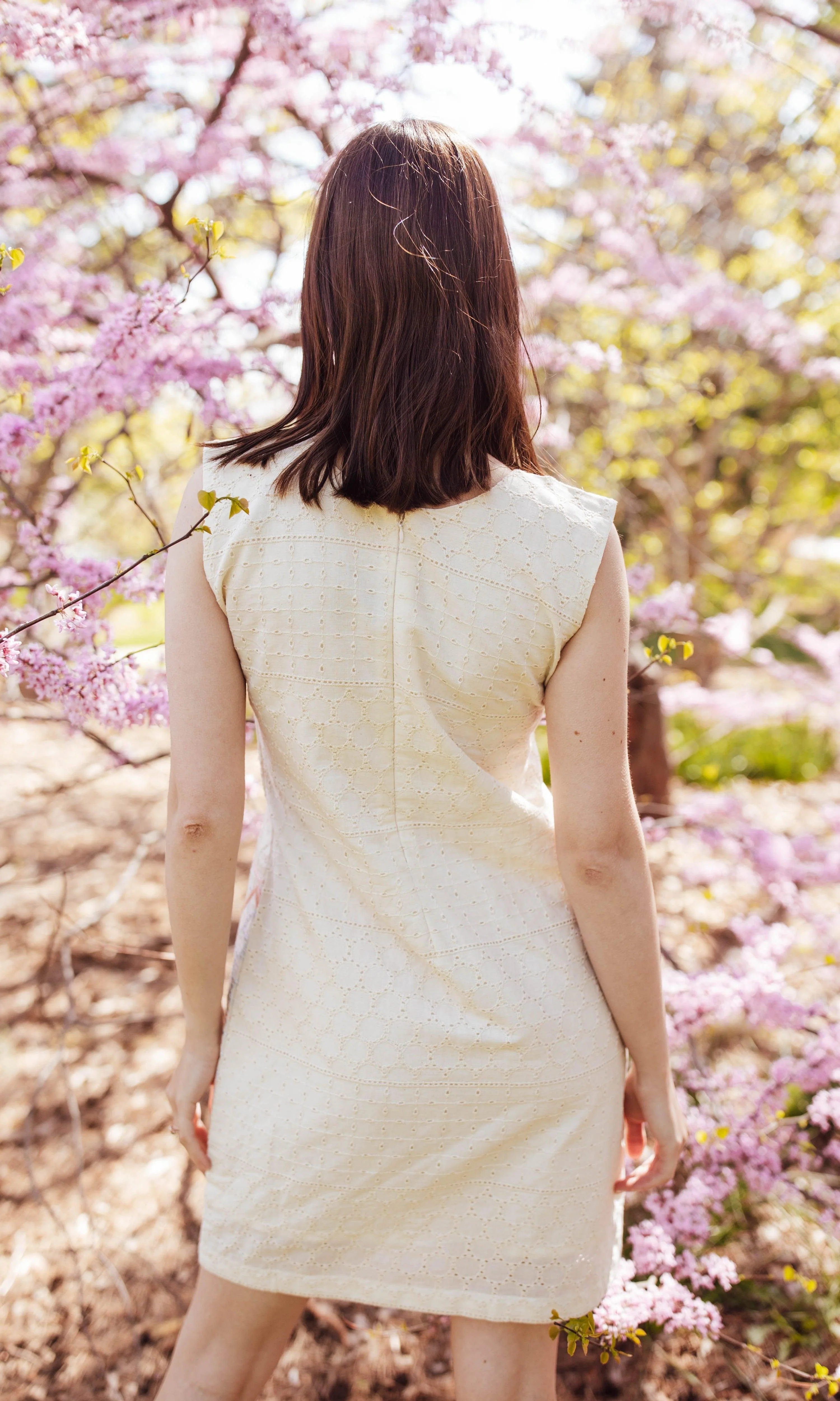 White Mini Dress with Eyelet Embroidery - Image 3