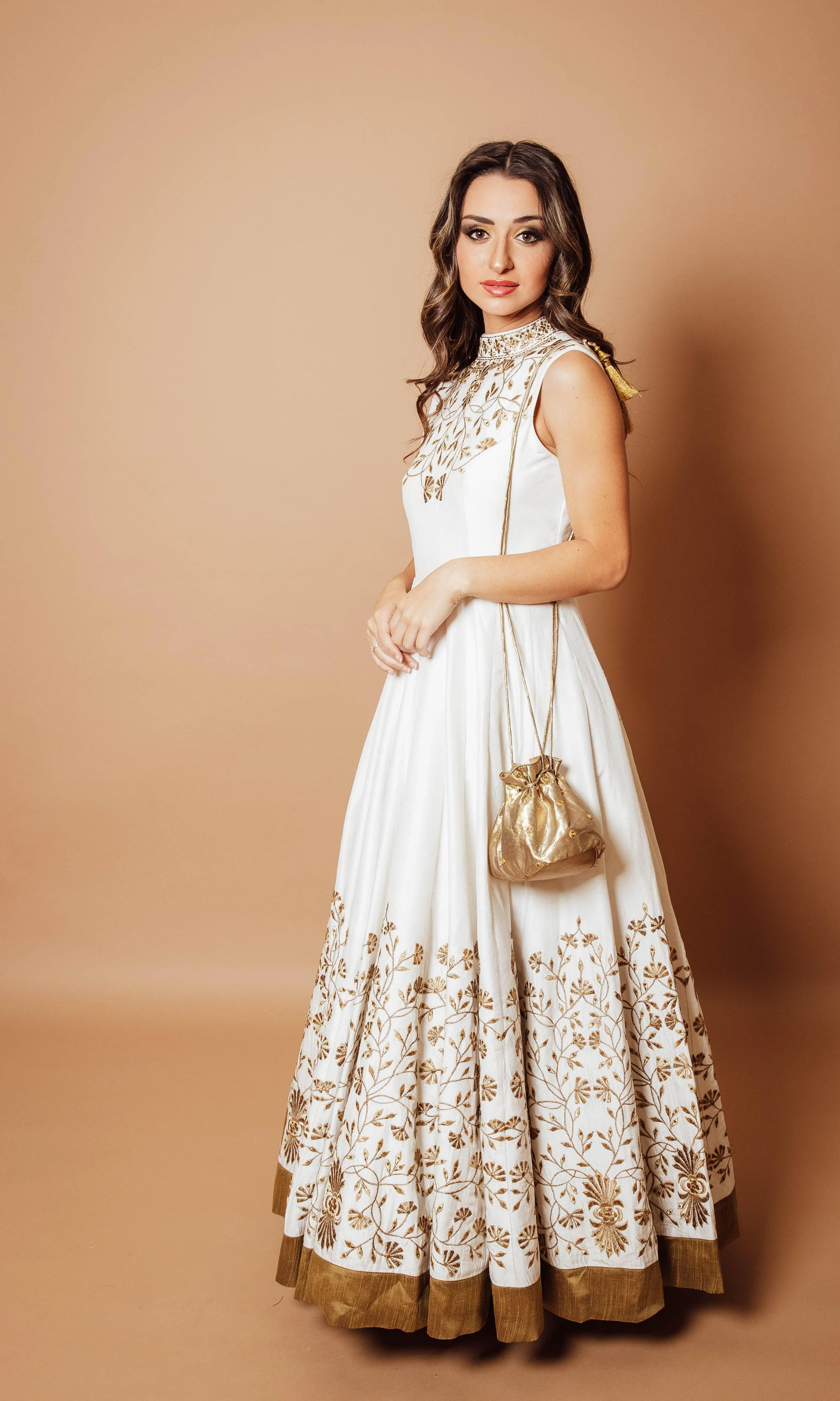 Gold Metallic Silk Potli Bag - Image 2