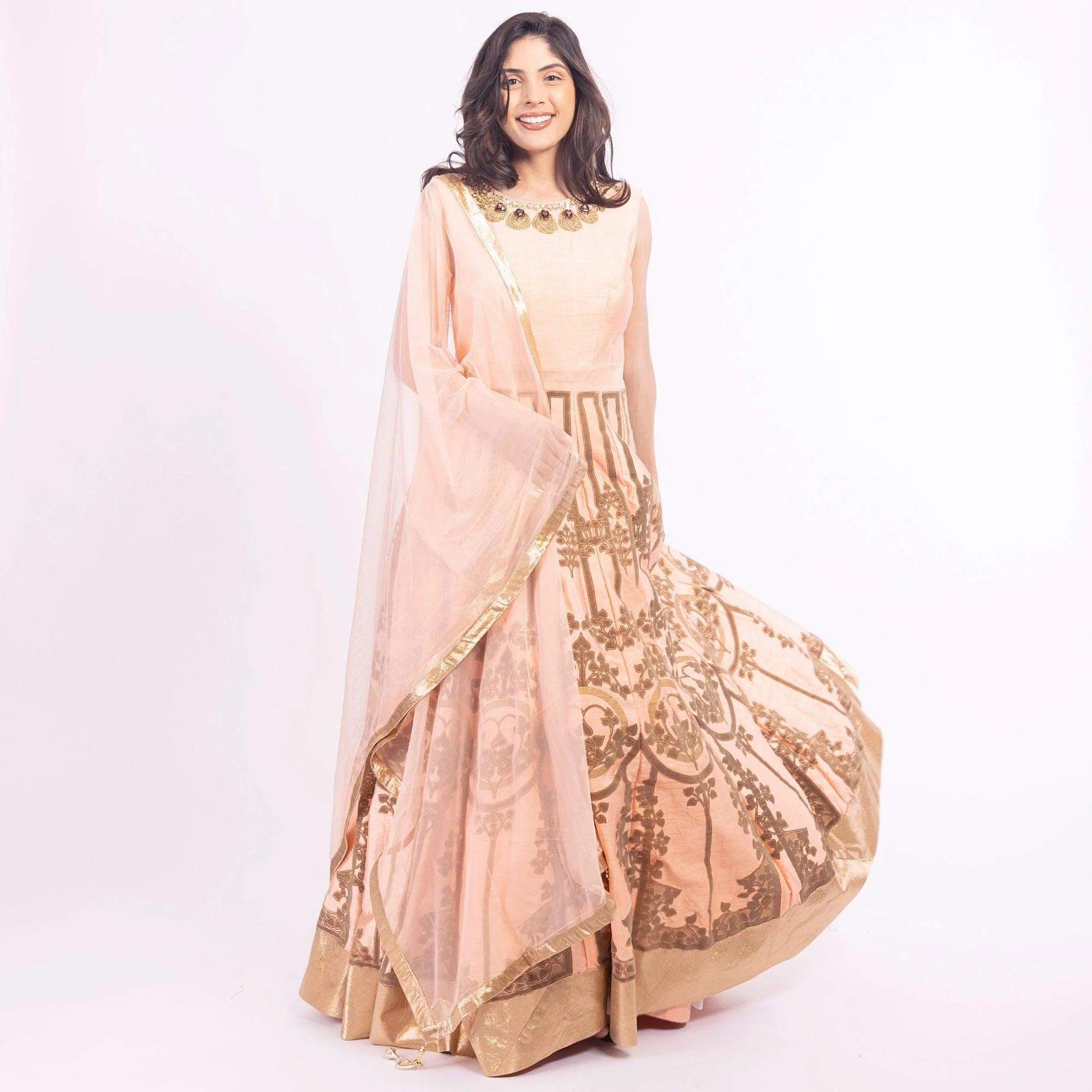 Artemisia Peach Long Dress - Image 3