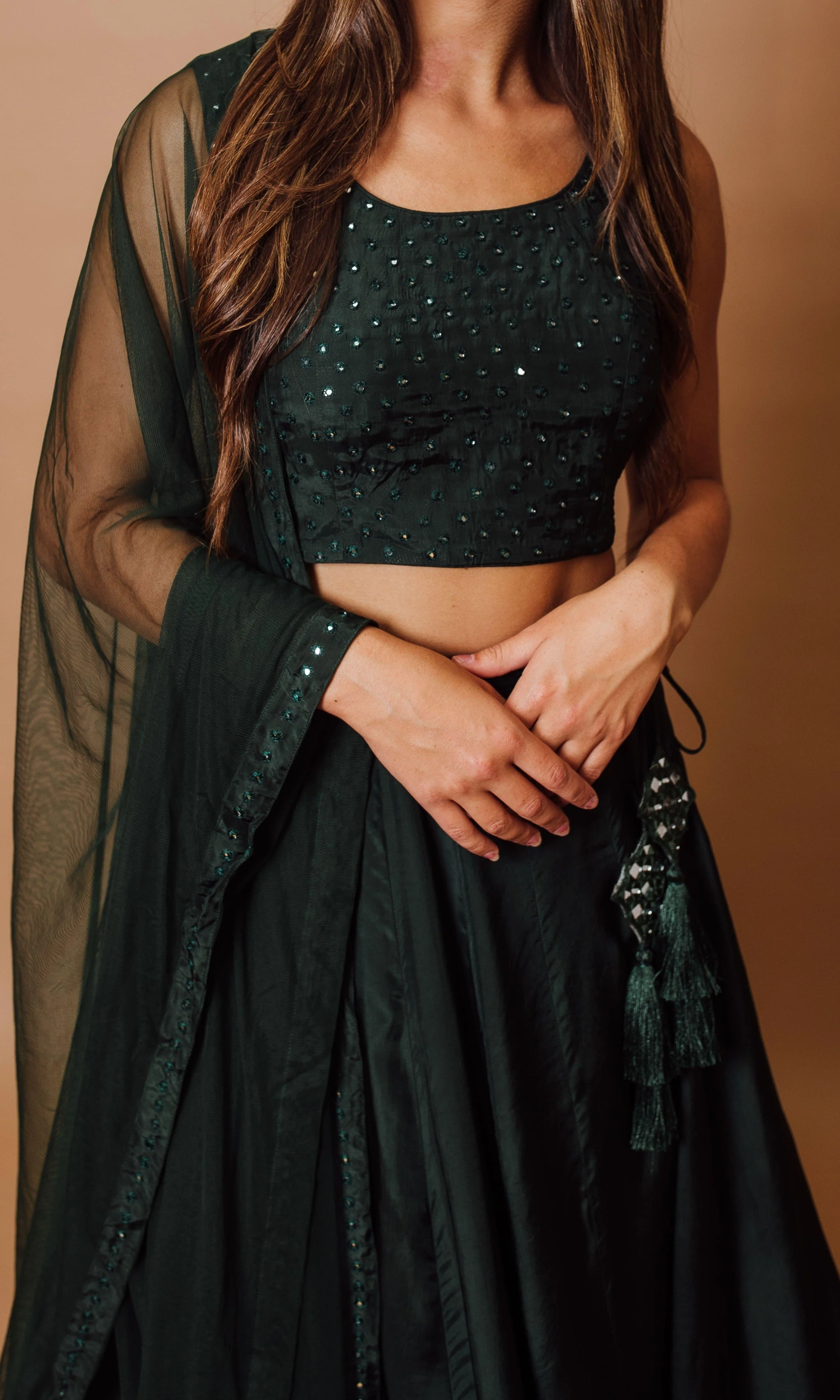 Green Embroidered Lehenga Choli Set - Image 3