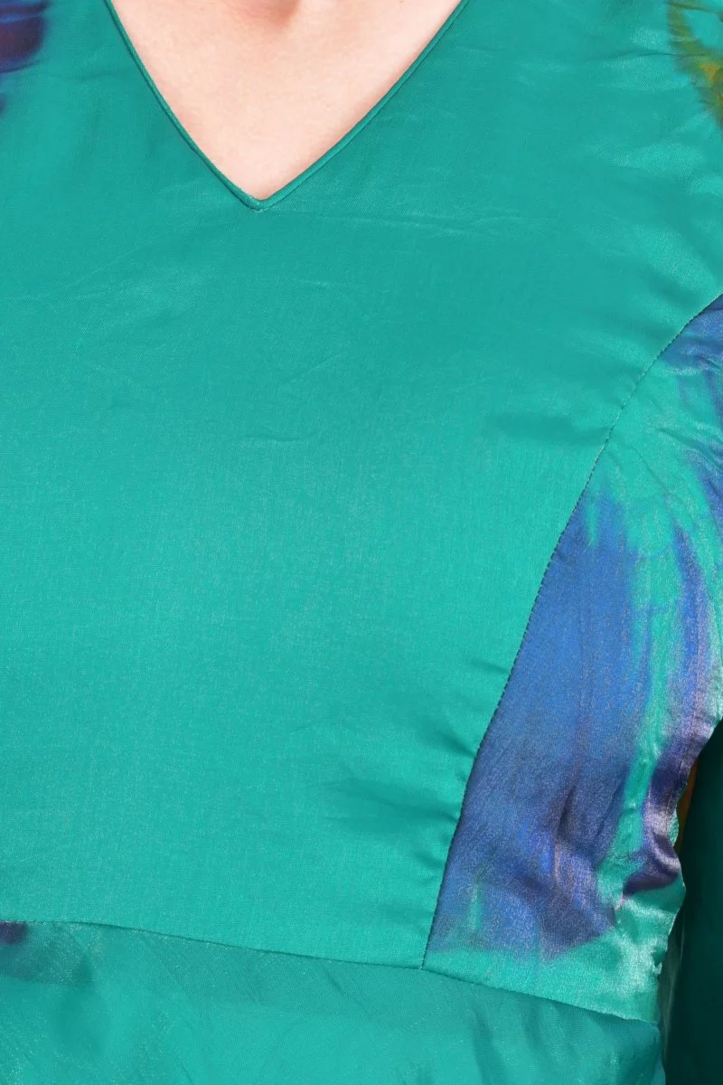 Hand Tie Dye Green Mini Dress - Image 3