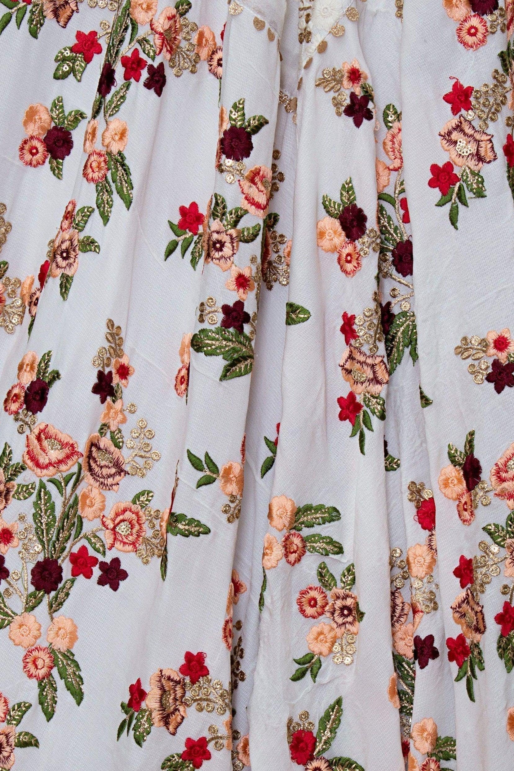 White Print Plunge Neckline Gown - Image 3