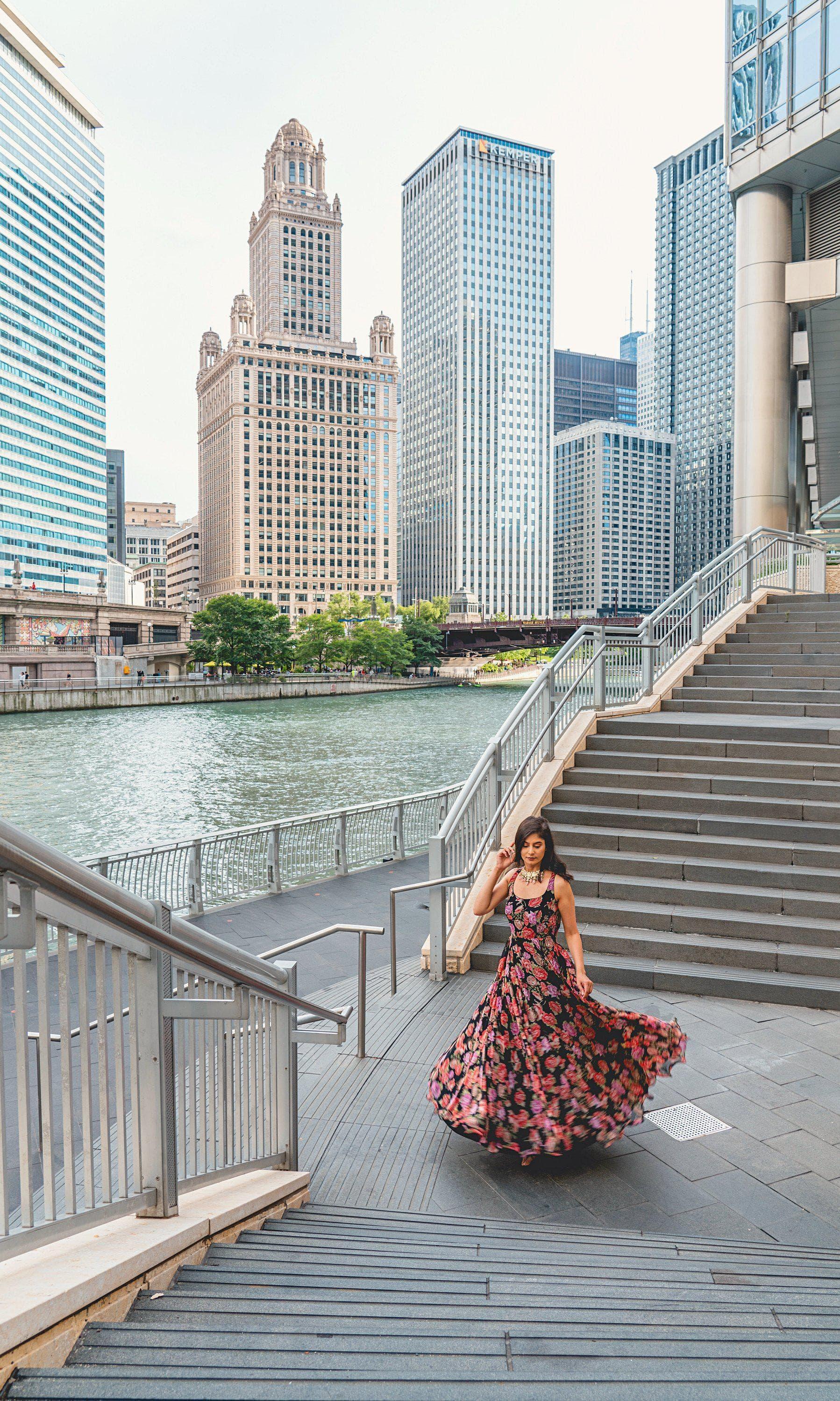 Floral Printed Long Dress - Image 3