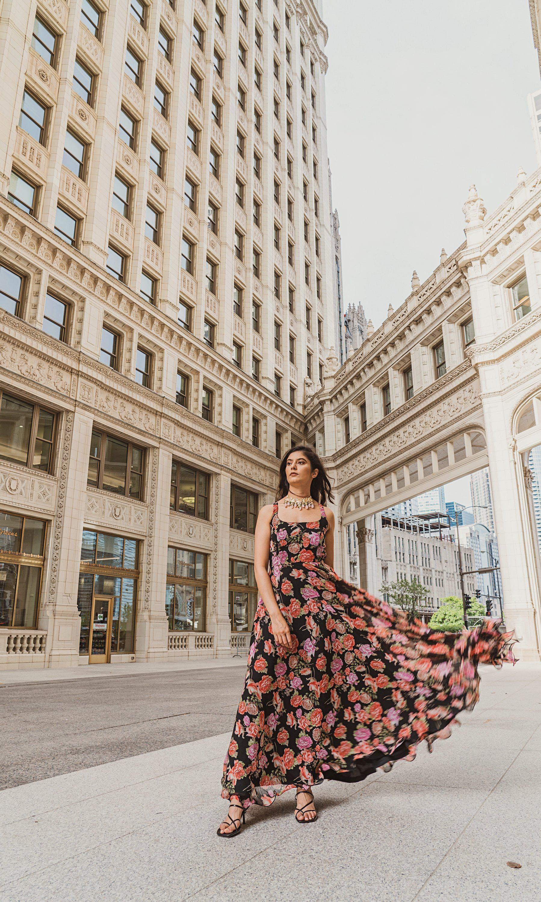 Floral Printed Long Dress - Image 4