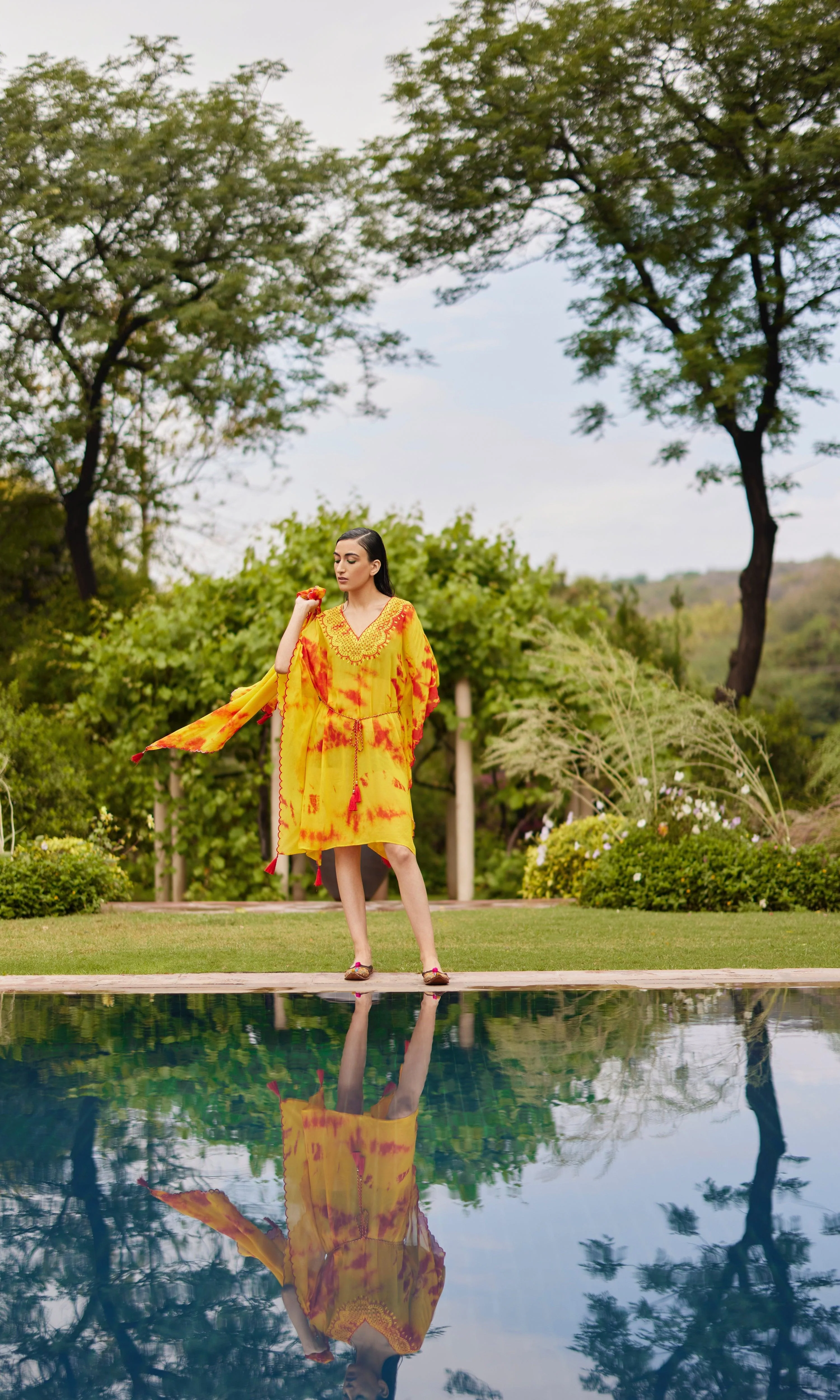 Embroidered Yellow and Orange Kaftan