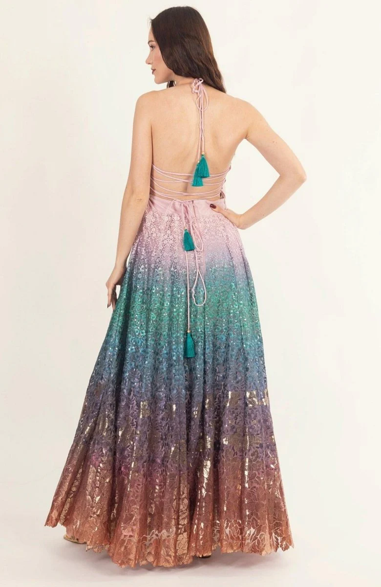 Ombre Sequins Embroidered Gown - Image 2