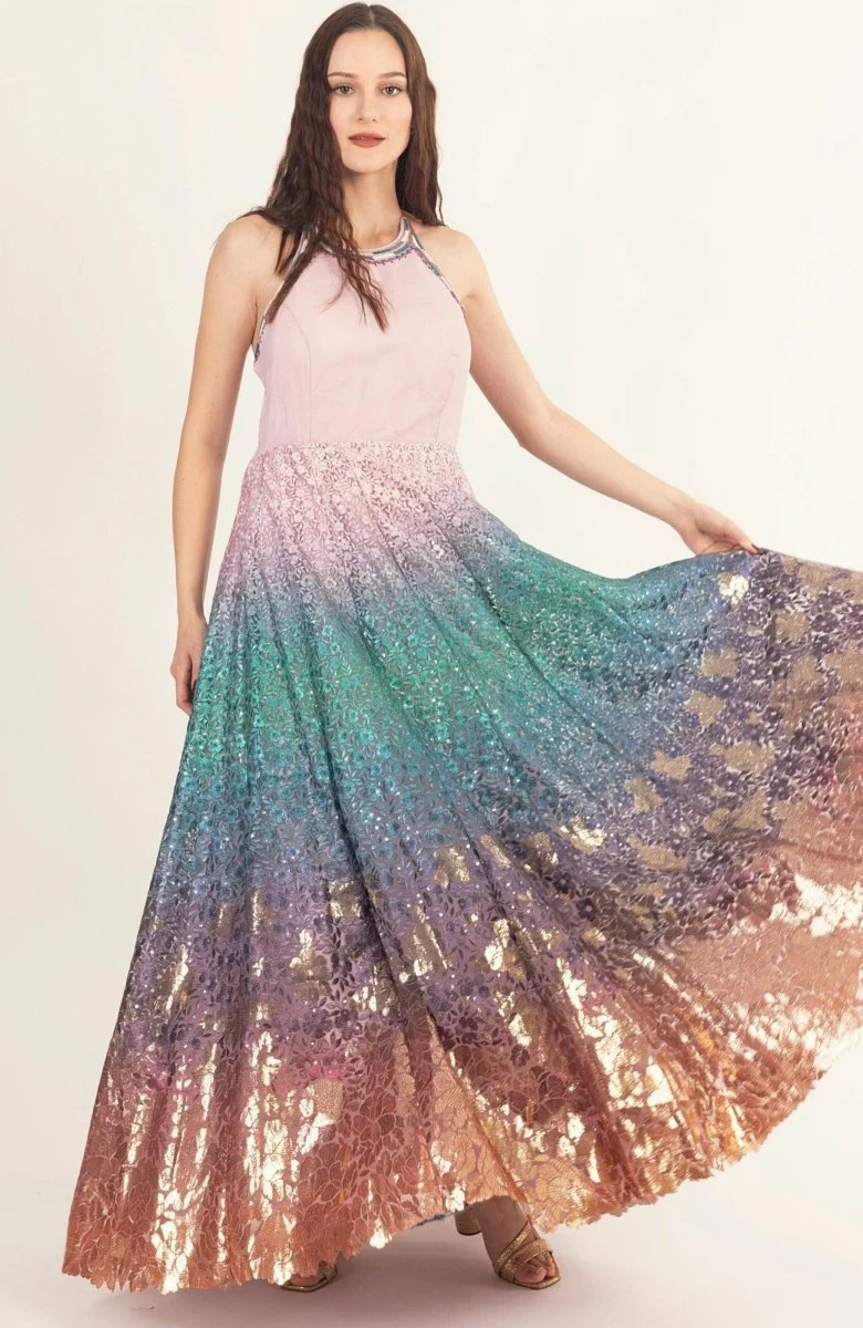 Ombre Sequins Embroidered Gown - Image 5