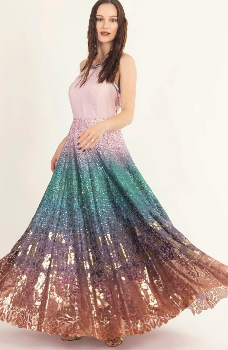 Ombre Sequins Embroidered Gown - Image 8