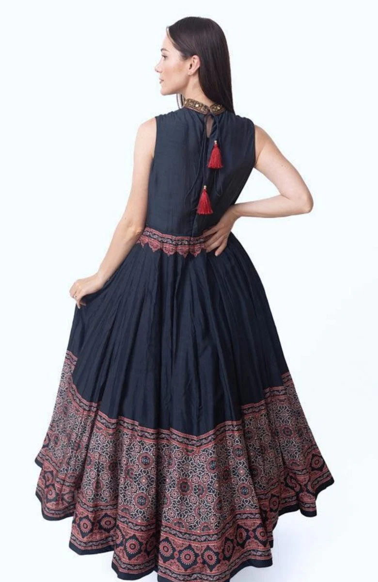 High Neck Long Dress with Hand Embroidery - Image 2