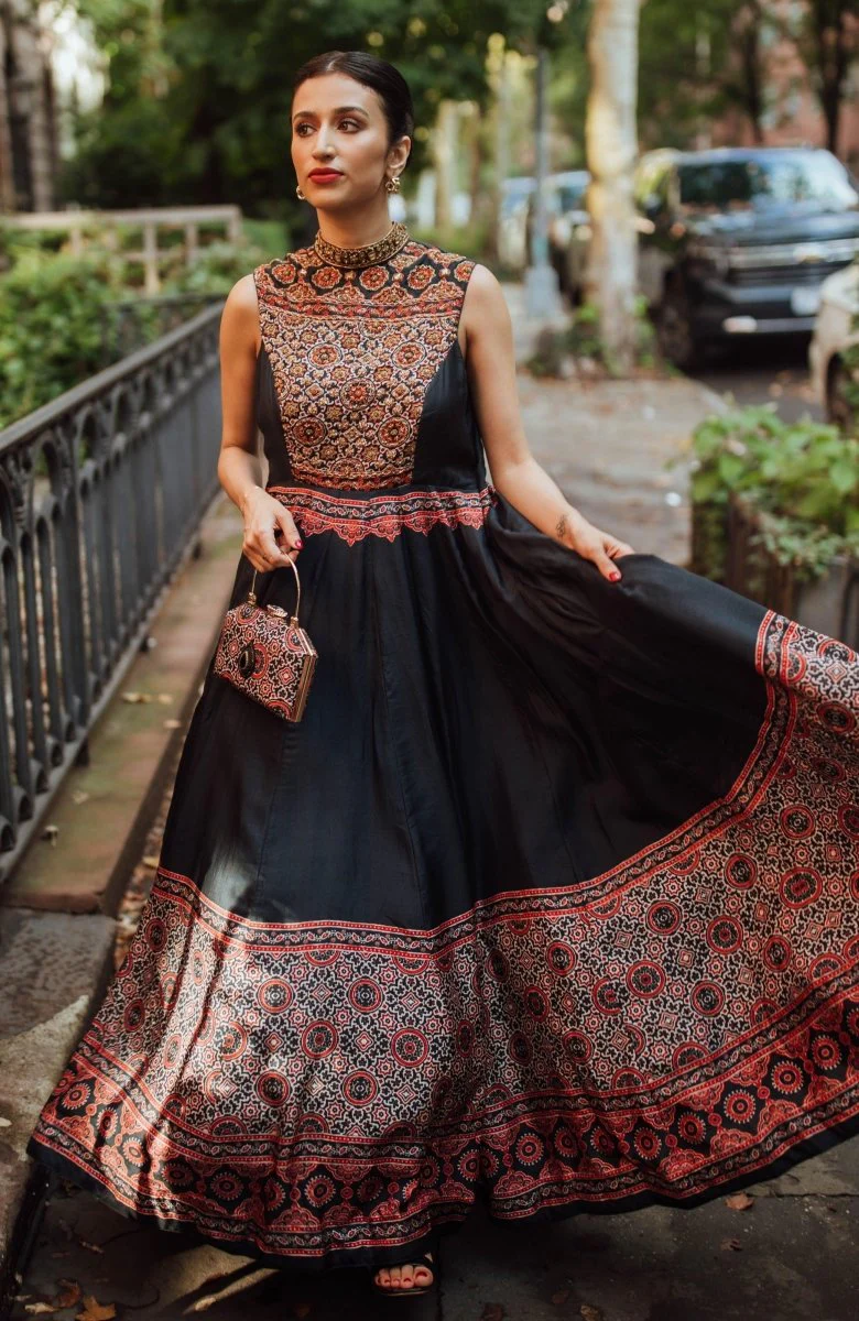 High Neck Long Dress with Hand Embroidery - Image 5