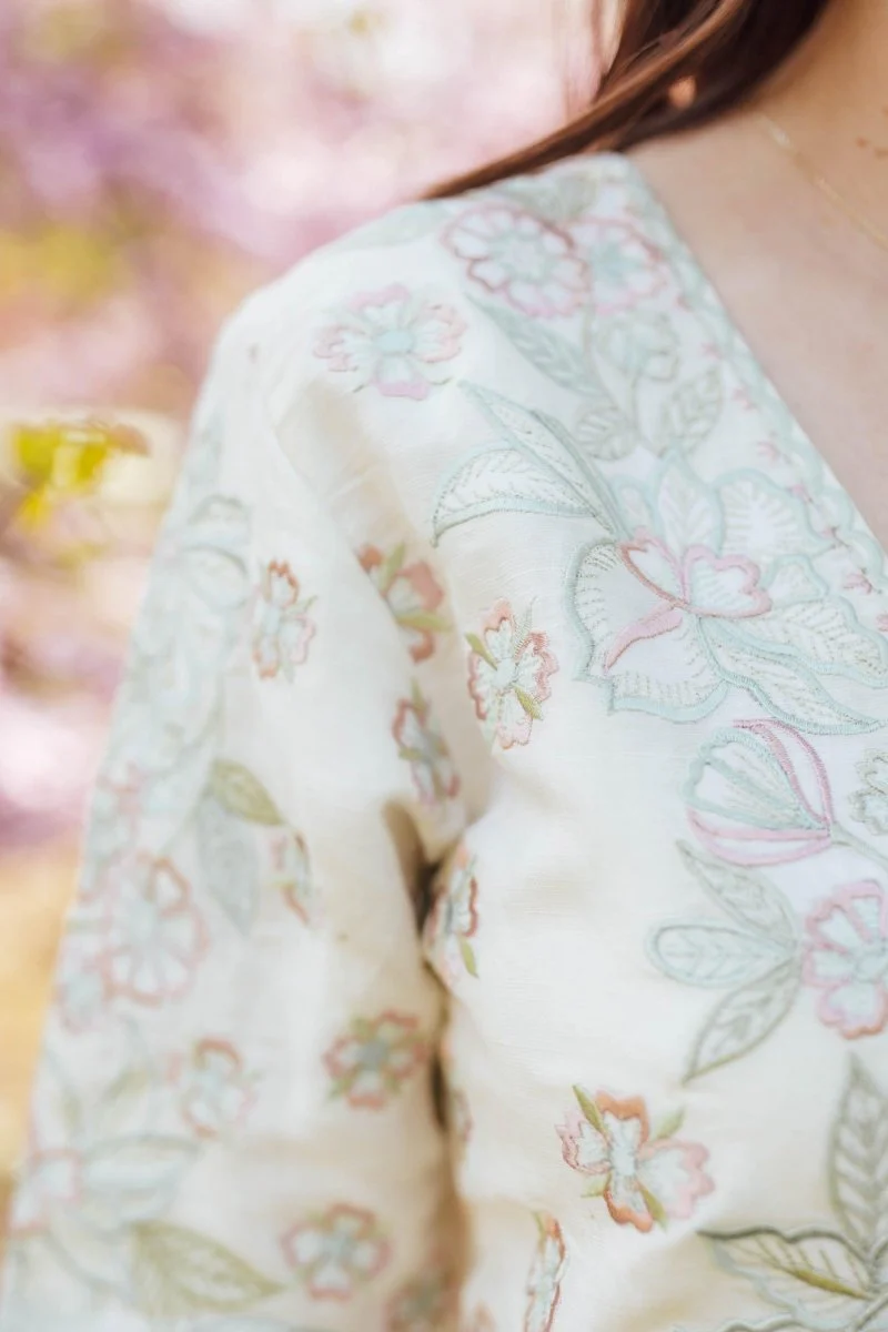 Midi Dress with Floral Hand Embroidery - Image 3