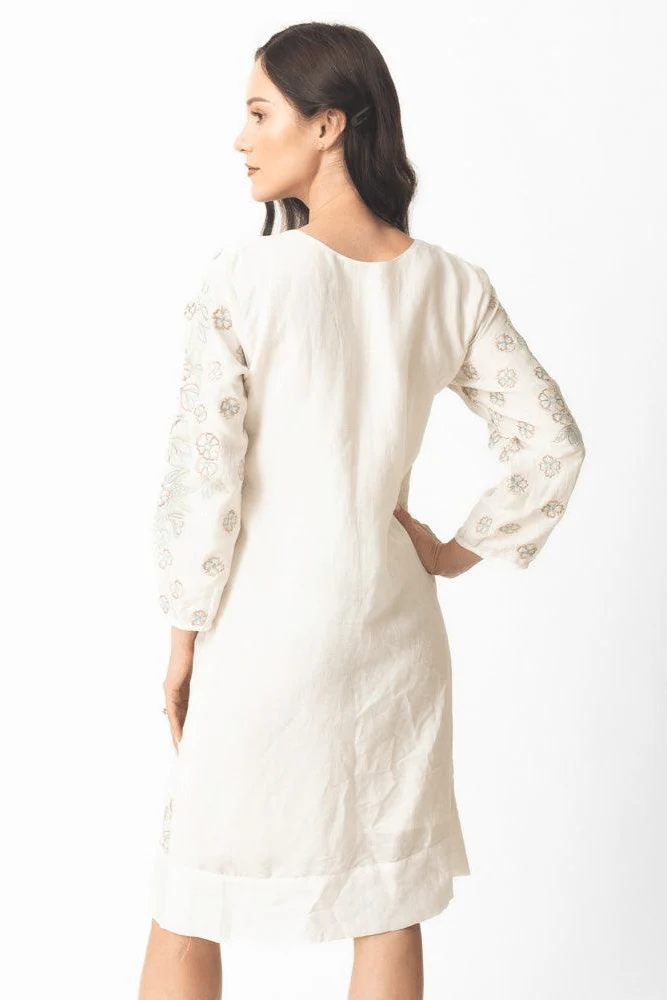 Midi Dress with Floral Hand Embroidery - Image 5